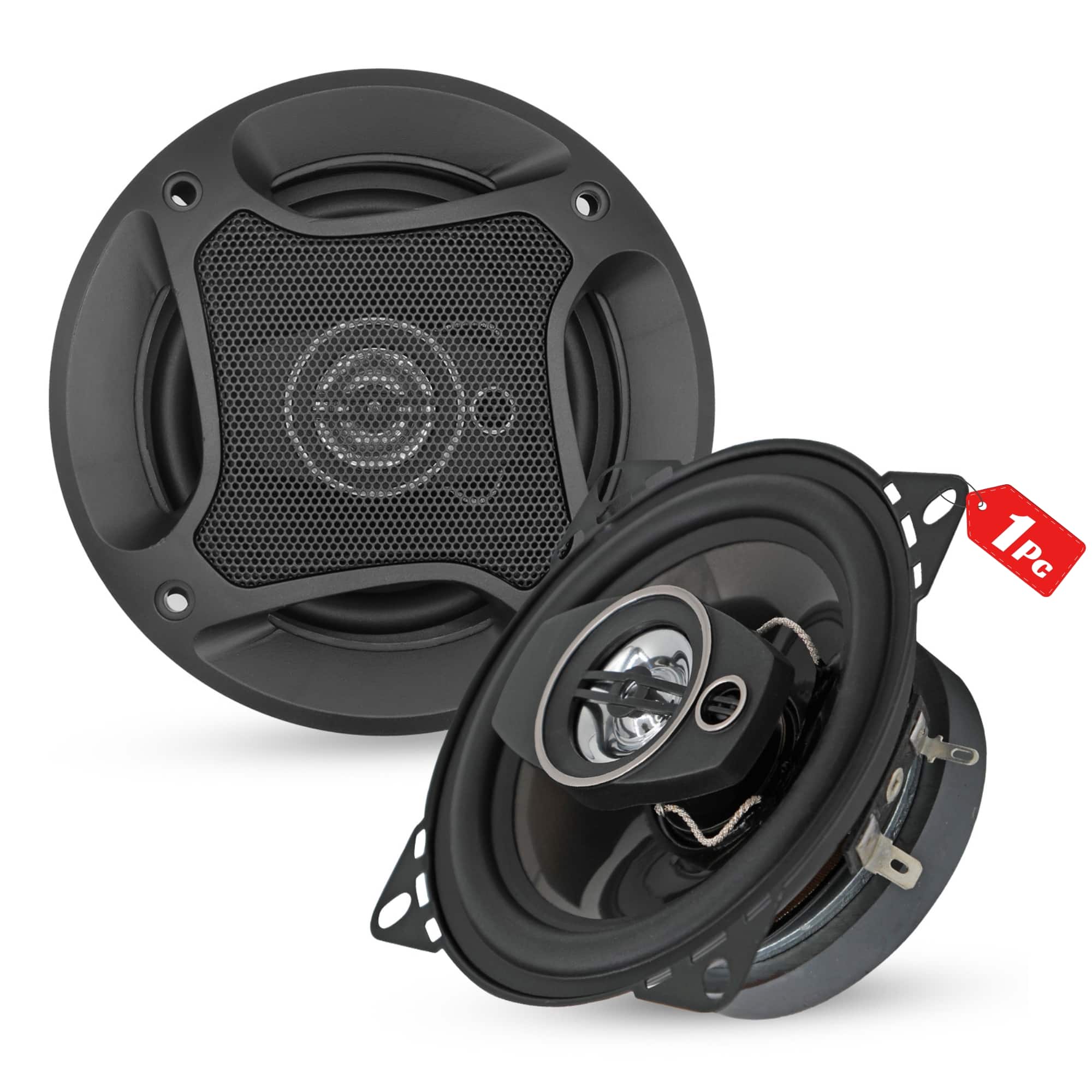 Front. 5 CORE - 5Core Coaxial Door Car Speakers 4” Pair 250W 4Ohm 2 Way Component Subwoofer Audio w Super Tweeter - Black.