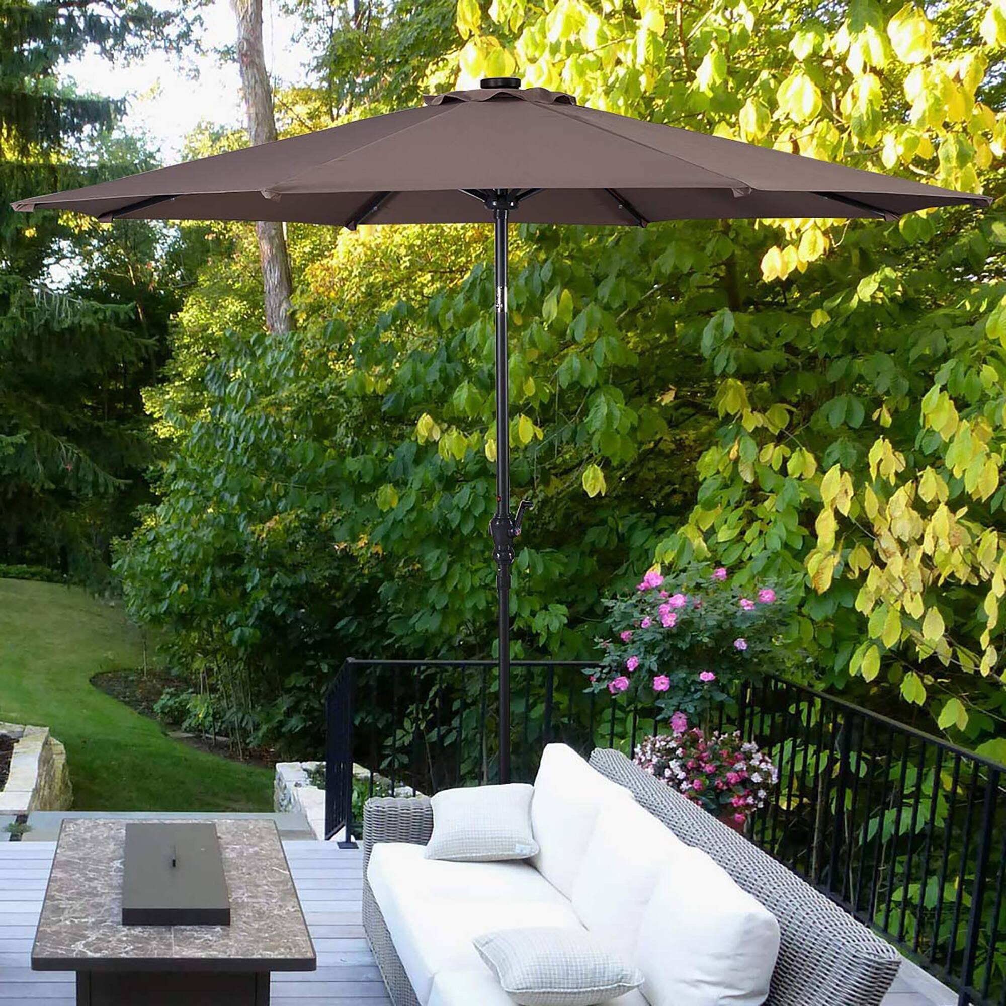Alt View 2. Costway - Costway 10ft Solar Lights Patio Umbrella Outdoor W/ 50 LBS Movable Umbrella Stand - Tan.