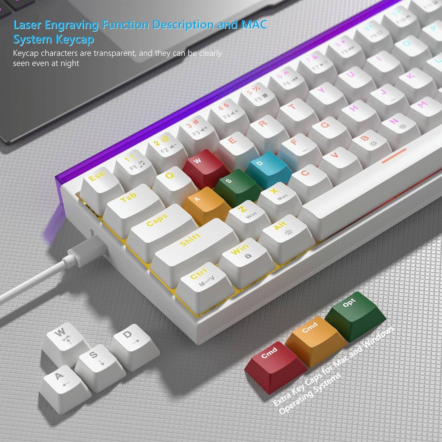 Laser Engraving Function Description and MAC System Keycap

Keycap characters are transparent, and they can be clearly seen even at night

Extra Key Caps for Mac and Windows Operating Systems