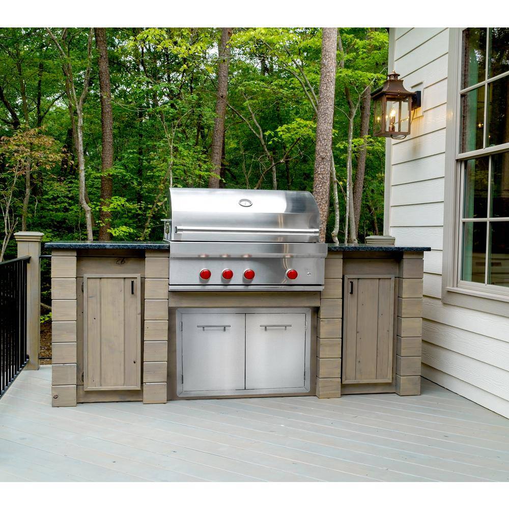 Alt View 3. AdirHome - 33" Stainless Steel Double Face Grill Double Access Door Panel with Towel Holder - Silver.