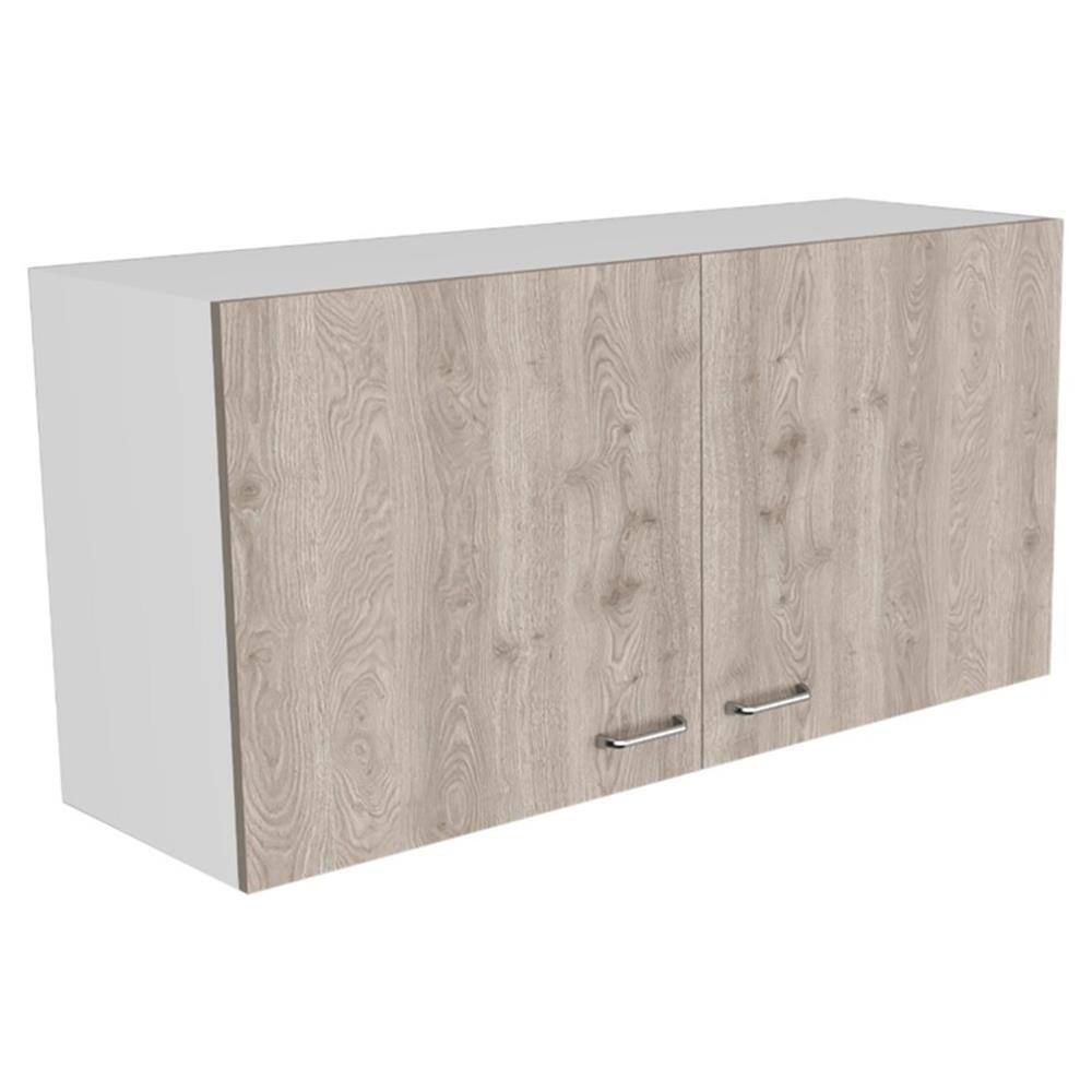 Angle. Acme Furniture - Napoles Wall Cabinet - Engineered Wood - White - Light Grey.