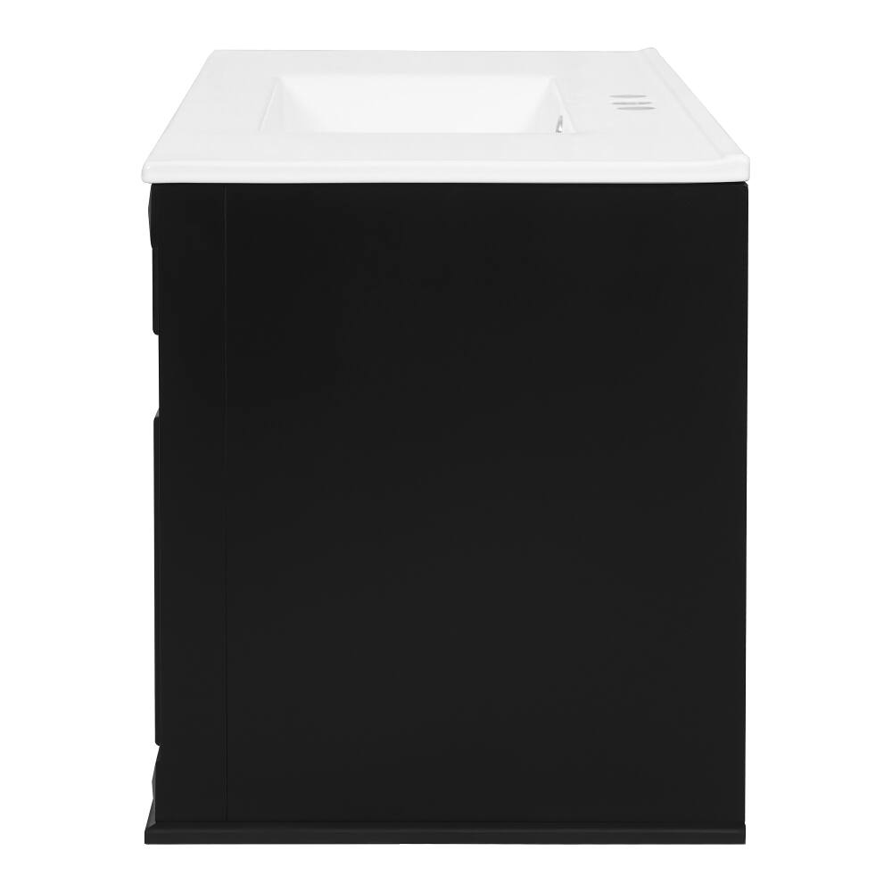 Alt View 9. Loheer - Loheer 36 inch Wall Mounted Bathroom Vanity Black Floating Bathroom Storage Cabinet with Ceramic Sink - Black.