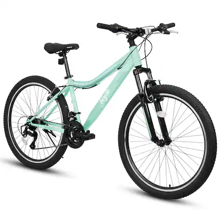 Front. Chery Life - 24 in. Green 21-Speed V-Brake, Front Suspension Mountain Bike For Teenagers Girls - Green.