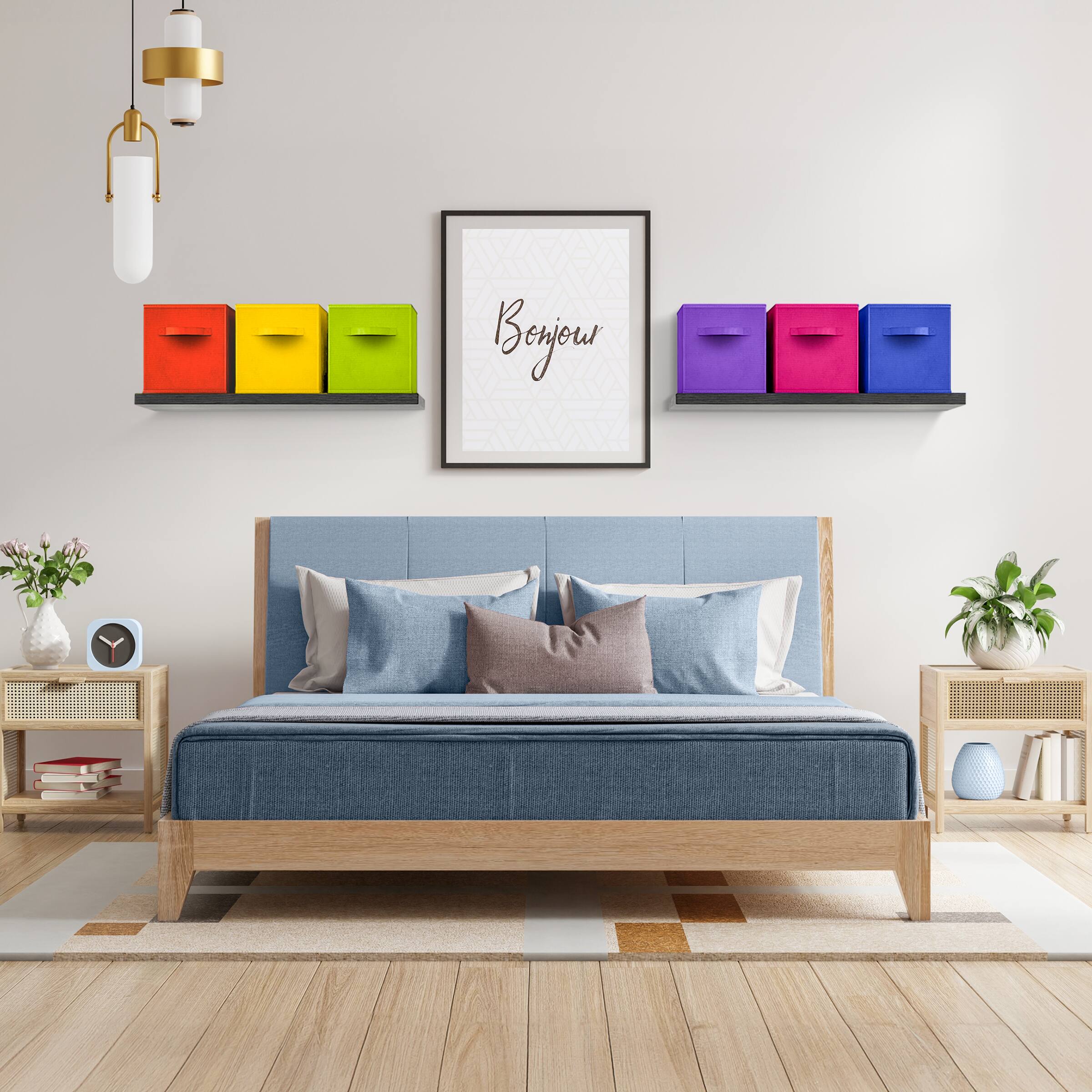 Alt View 2. Sorbus - Sorbus Fabric Storage Cubes - 6 Foldable Storage Bins for Organizing Pantry, Cubbies, Toy Box - Clothes Storage - Bright Rainbow.