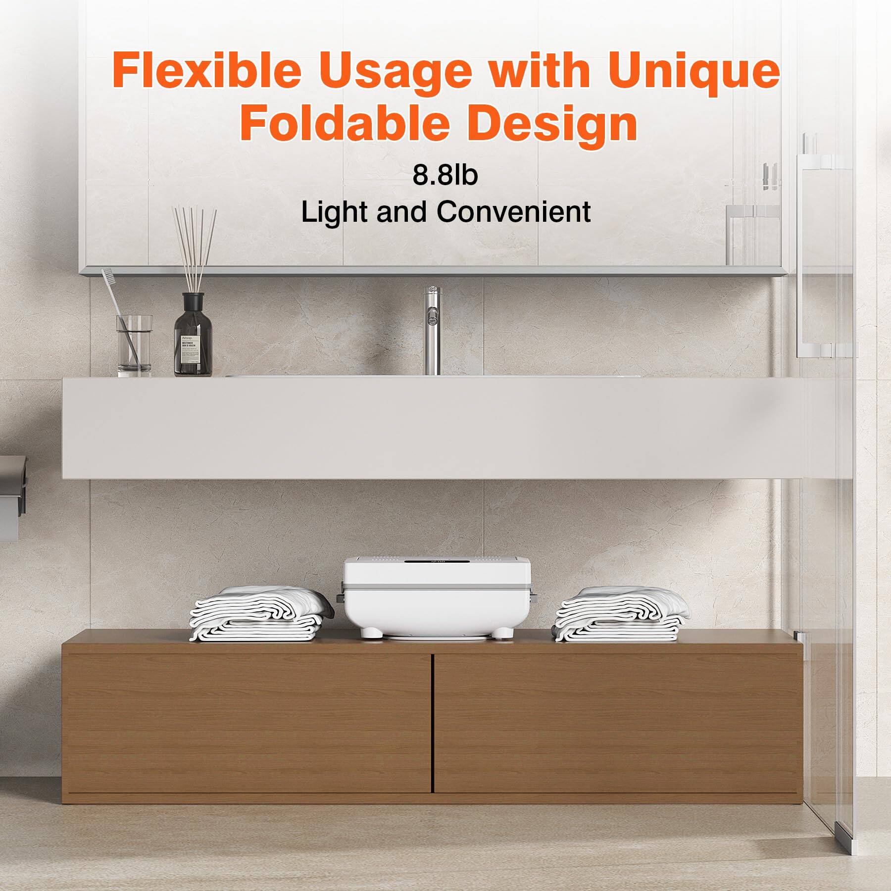 Flexible Usage with Unique Foldable Design  
8.8lb  
Light and Convenient