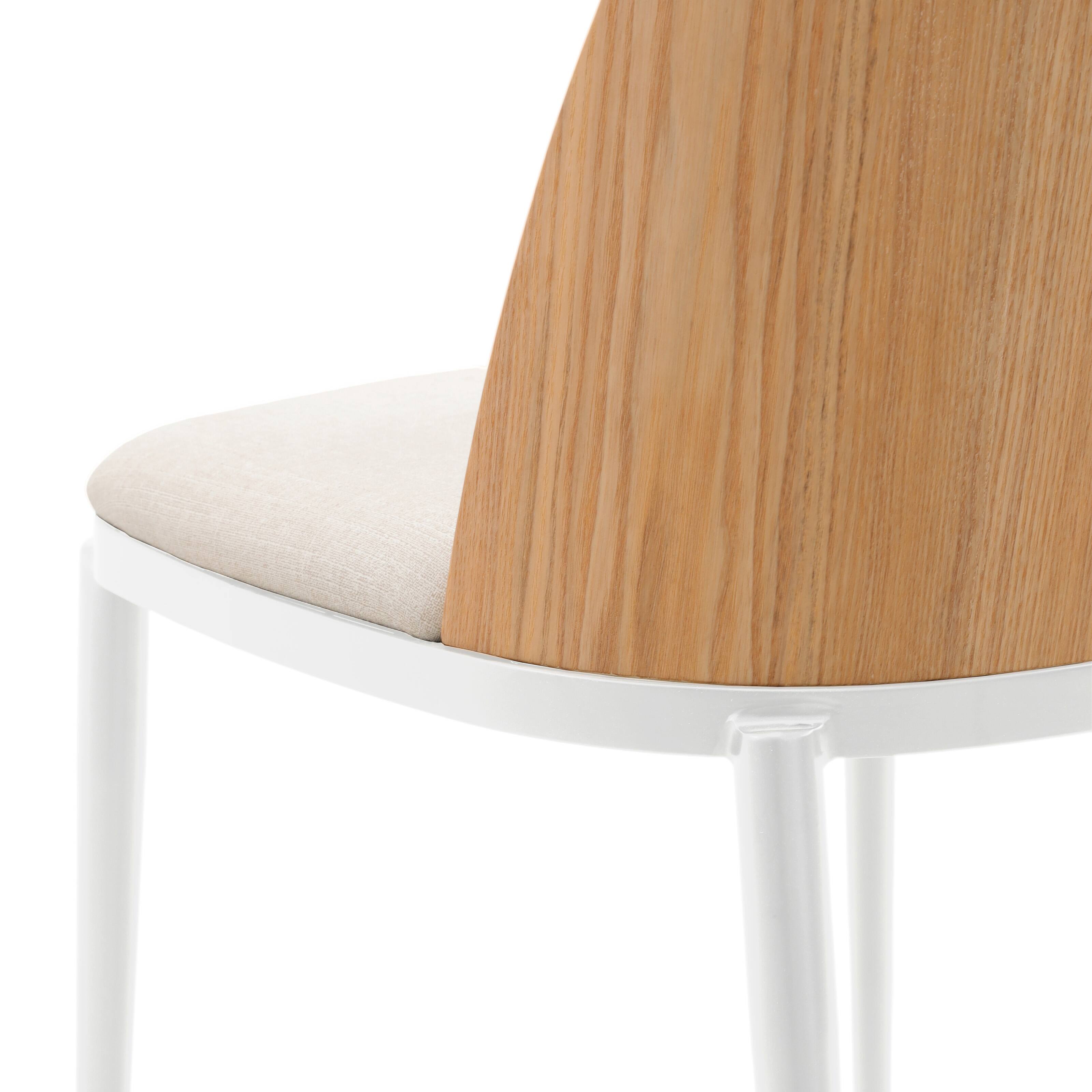 Alt View 3. LeisureMod - Tule 4-PCS Modern Minimalist Dining Chair, Cushioned Suede PU Leather Accent Side Chair, Easy Assembly - Natural Wood/Beige.