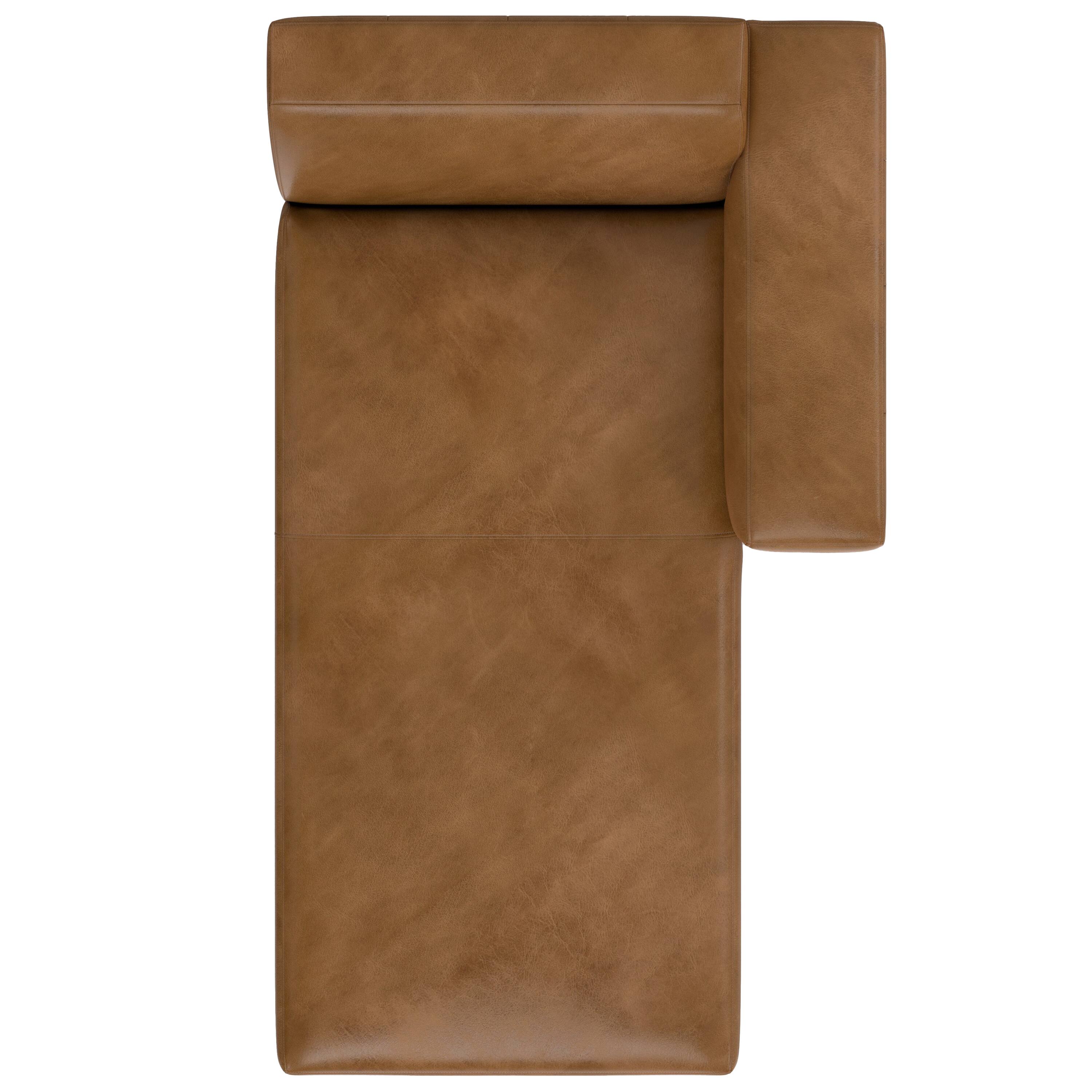 Alt View 1. Simpli Home - Rex Right Chaise Sofa Module in Genuine Leather - Caramel Brown.