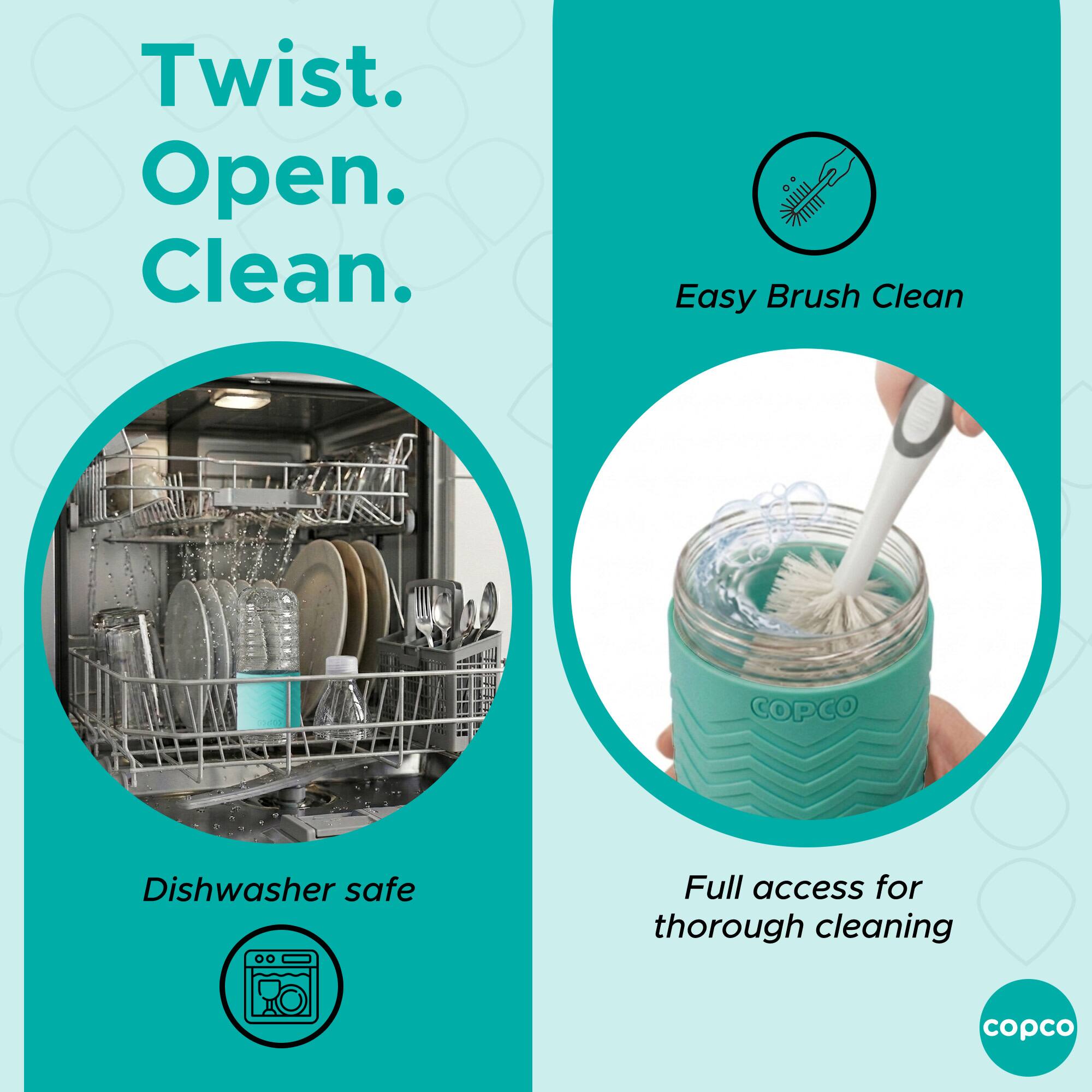 Twist. Open. Clean.

Easy Brush Clean

Dishwasher safe

Full access for thorough cleaning

COPCO