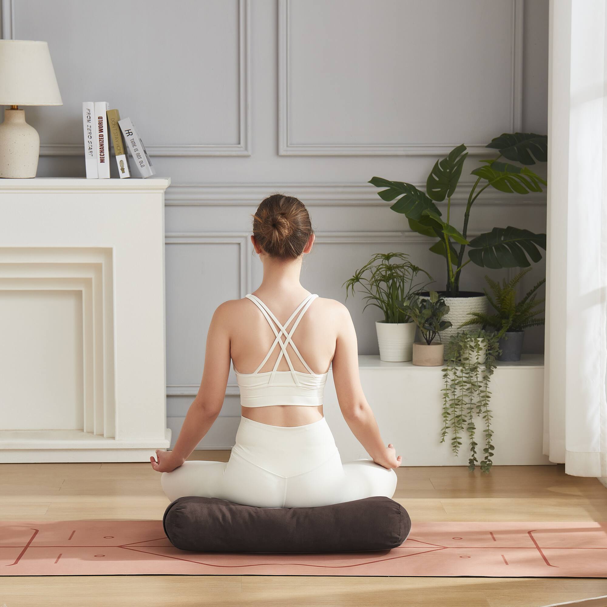 Sweet Home Collection - Yoga Bolster Pillow Meditation Pillow w/Washable Cover & Carry Handle - Chocolate