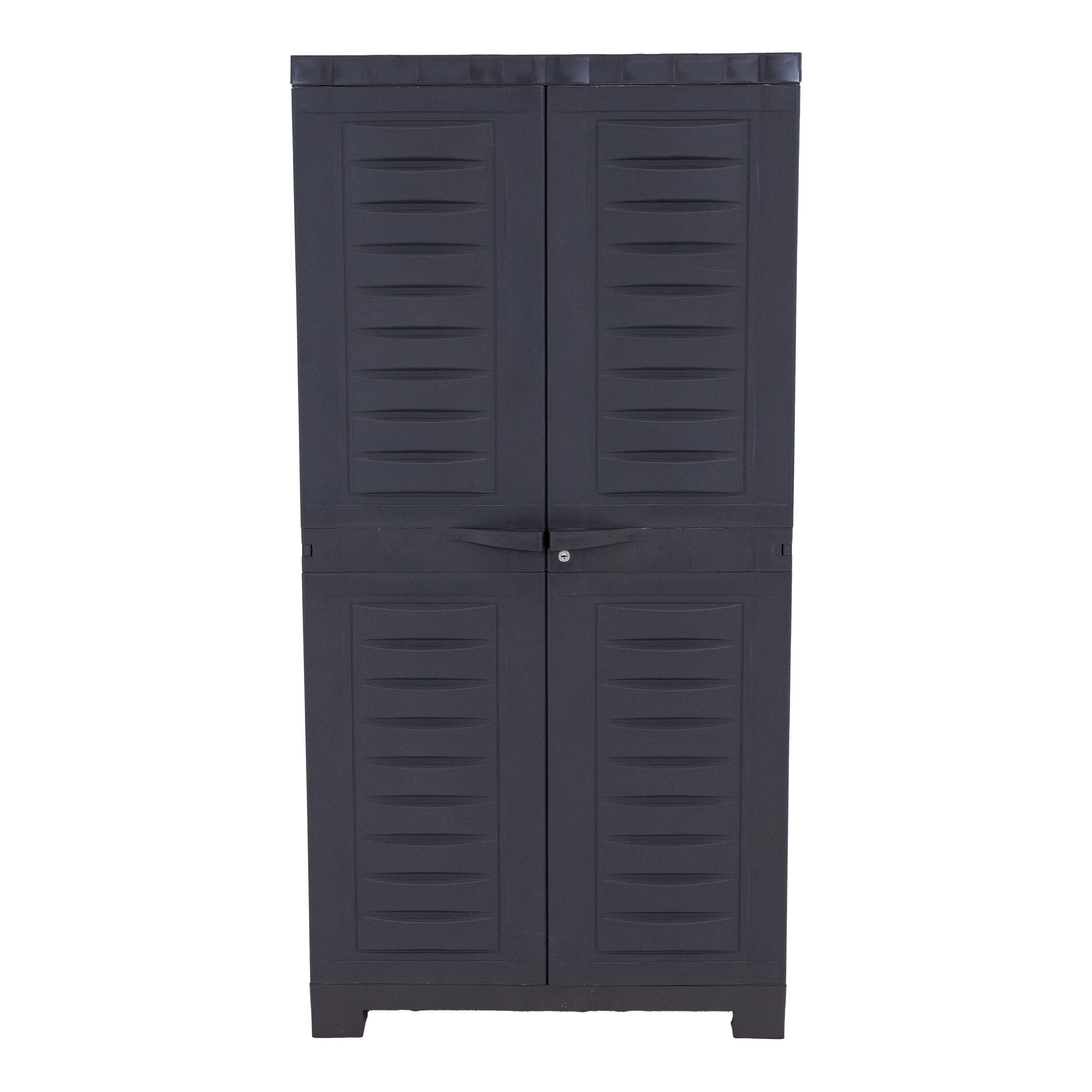 Alt View 7. Sunnydaze - Lockable Storage Cabinet with 3 Adjustable Shelves - Charcoal.