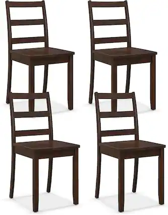 Front. Costway - Costway Dining Chairs Set of 4 Wood Dining Room Kitchen Side Chairs - Brown.