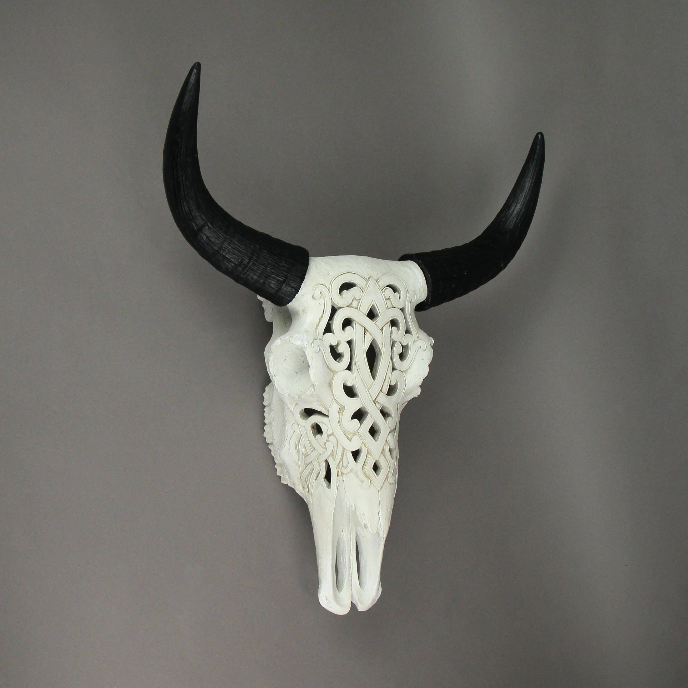 Alt View 4. DWK Corporation - Tribal Steer Skull Cut-Out Design Wall Hanging 19 Inches High Western Decor - White.