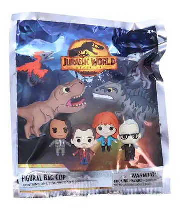 4+ JURASSIC WORLD DOMINION FIGURAL BAG CLIP
CONTAINS ONE FIGURAL BAG CLIP
WARNING: CHOKING HAZARD - Small parts. Not for children under 3 years.