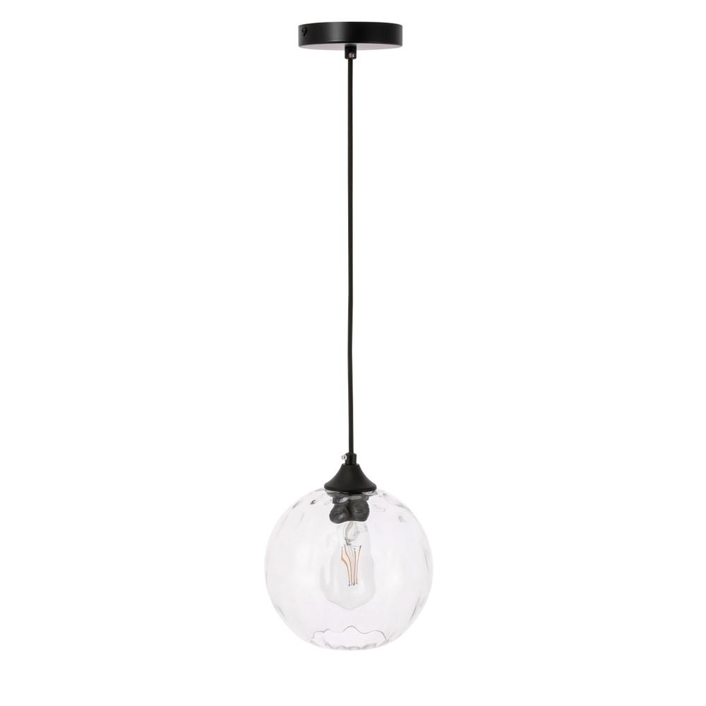 Alt View 4. Living District - Cashel 1 light Black and Clear glass pendant - Black And Clear Glass.