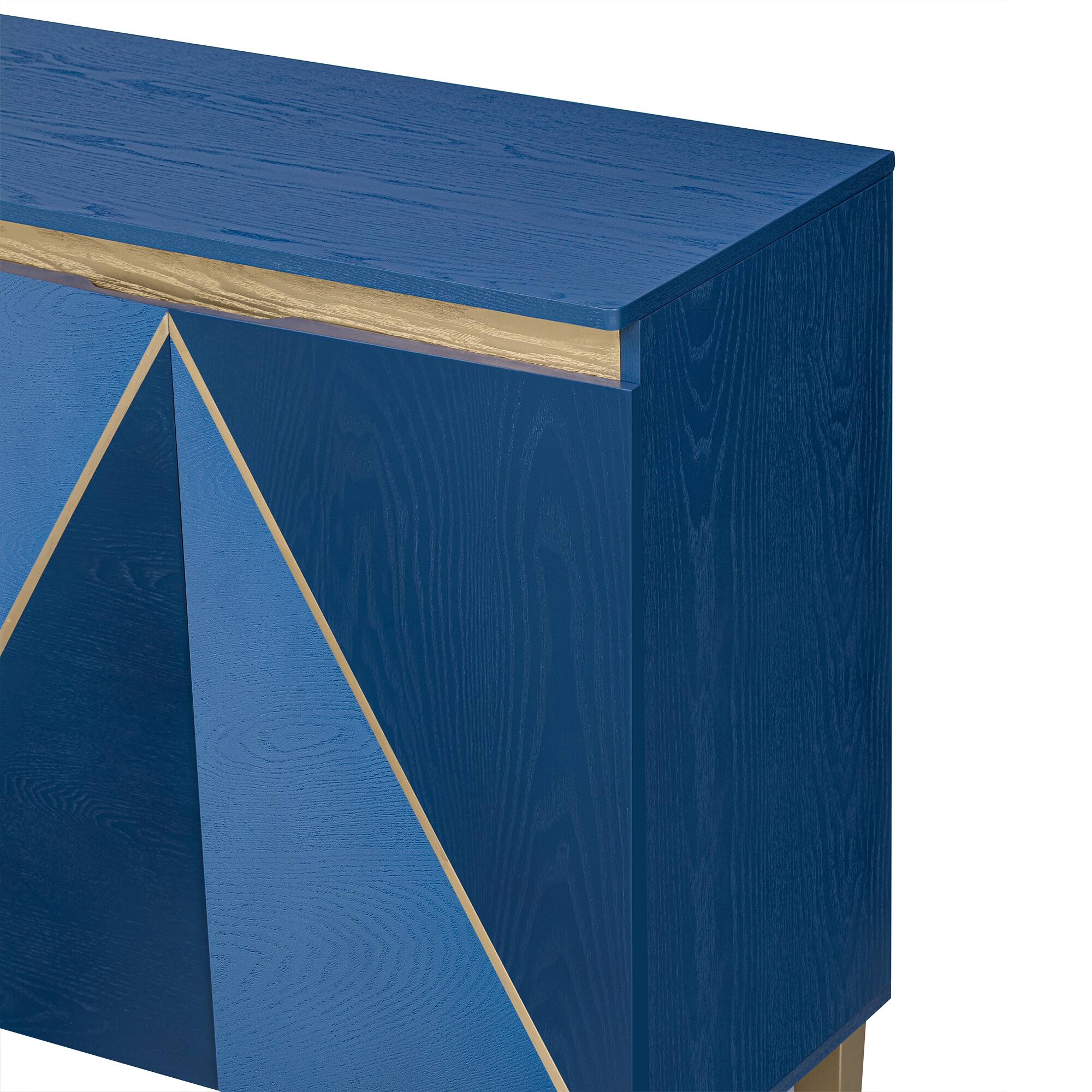 Alt View 9. Lirago - 60 Inch Retro Buffet Cabinet with 4 Doors Dimensional Effect and Adjustable Shelves for Dining Room Kitchen Living Room​ - Blue.