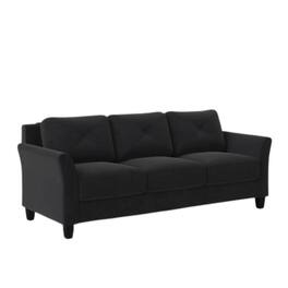 Hivvago - Modern 3-Seater Black Microfiber Upholstered Sofa - Black