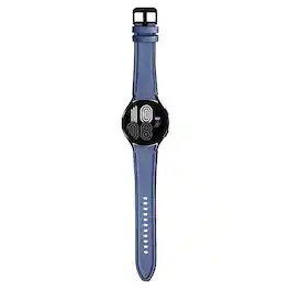 StrapsCo - Hybrid Strap Leather and Rubber Watch Band For Samsung Galaxy Watch 7 (Medium-Long) - Blue