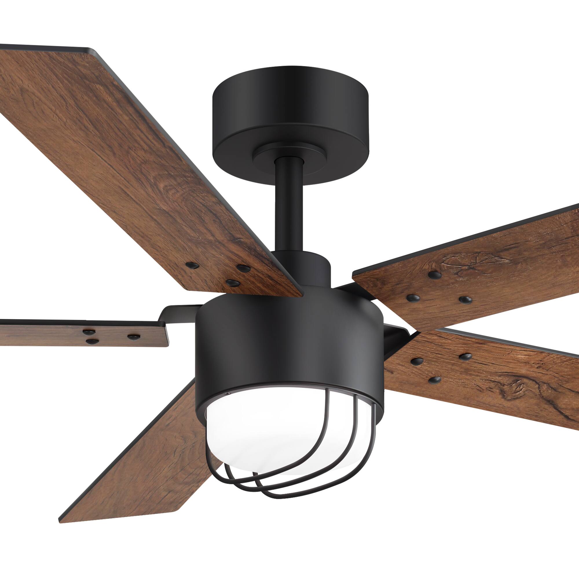 Alt View 9. Breezary - 52-Inch Modern Ceiling Fan with LED Light & Remote, 6'' Downrod, 5 Reversible Blades, 6-Speed DC Motor, Timer, 6-Speed - black.