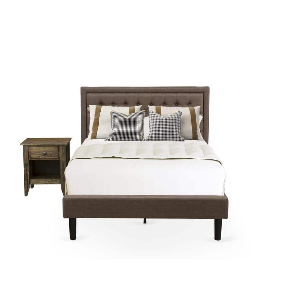 East West Furniture - KD18F-1GA07 2 Pc Bed Set - Full Size Bed Frame Headboard with 1 Wooden Night Stand - Black Finish Legs - Brown price history on PriceWatchPro