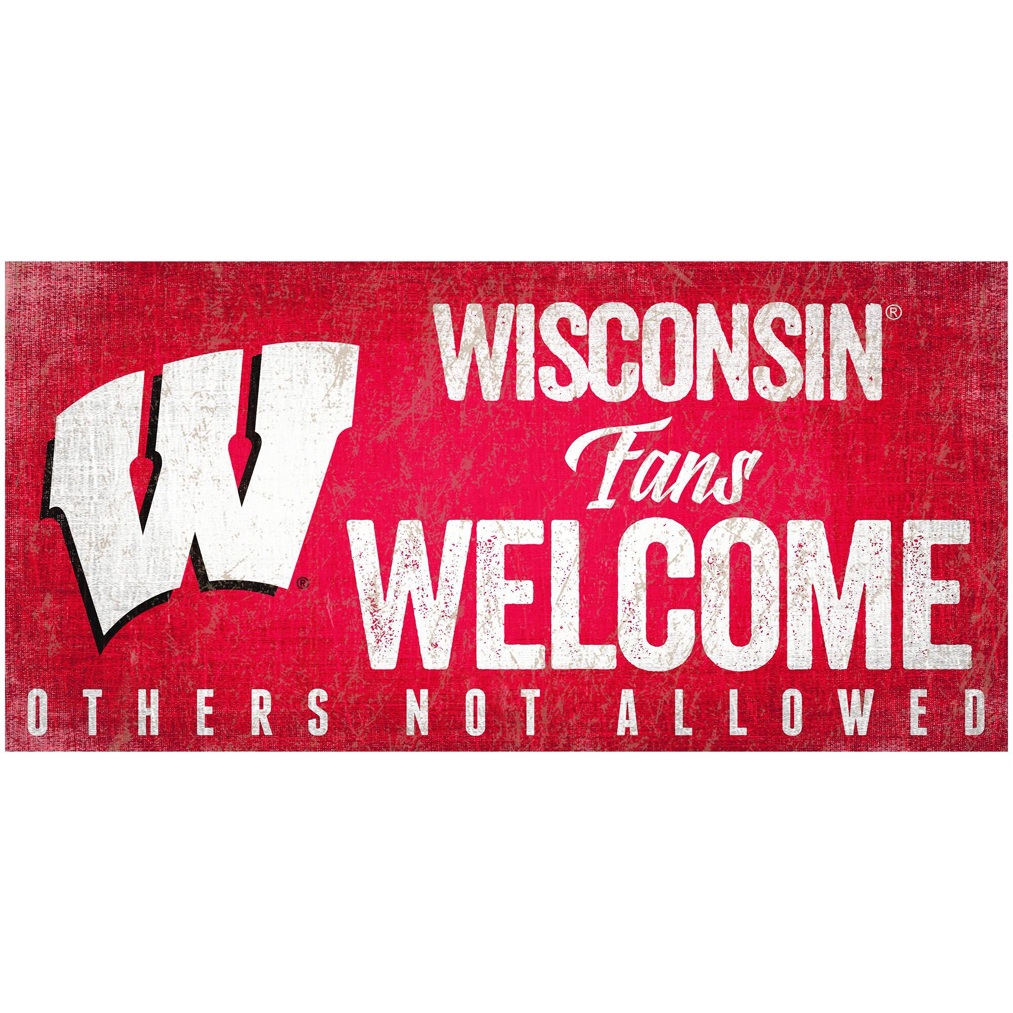 Wisconsin Badgers 6" x 12" Fans Welcome Sign