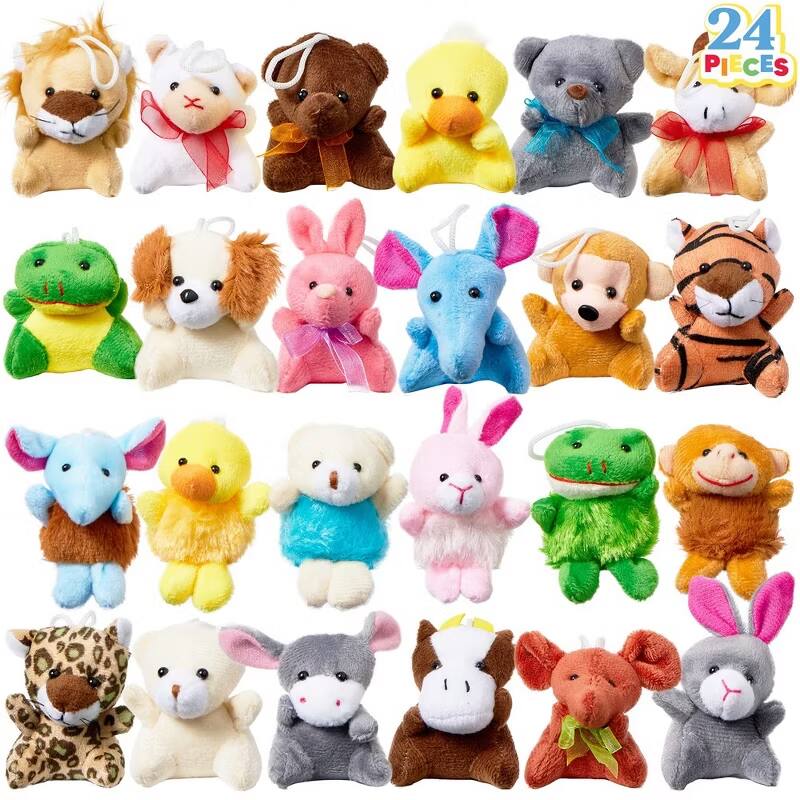Alt View 2. Joyfy - 24 Pcs Party Favors for Kids 3" Mini Stuffed Animals Bulk Cute Small Plush Toys, Animals Keychain for Birthday Supplies.