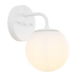Jonathan Y - Louis Parisian Globe 5.75" 1-Light Metal/Frosted Glass Modern Contemporary LED Vanity Light - White