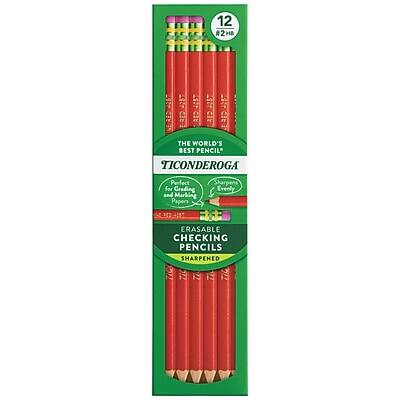 12 #2HB  
THE WORLD'S BEST PENCIL TICONDEROGA  
Perfect for Grading and Marking Papers  
Sharpens Easily  
ERASABLE CHECKING PENCILS SHARPENED