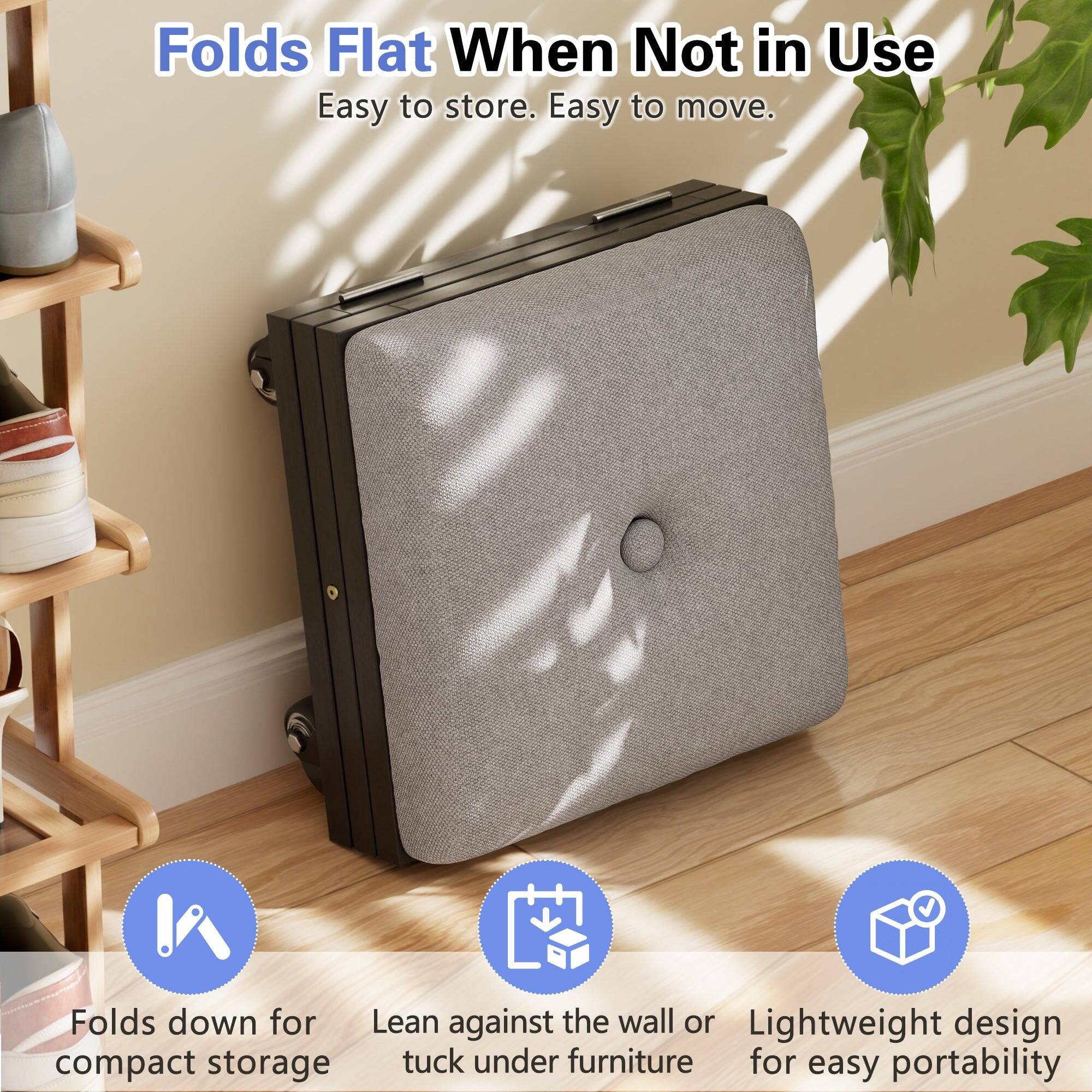Folds Flat When Not in Use  
Easy to store. Easy to move.  

- Folds down for compact storage  
- Lean against the wall or tuck under furniture  
- Lightweight design for easy portability