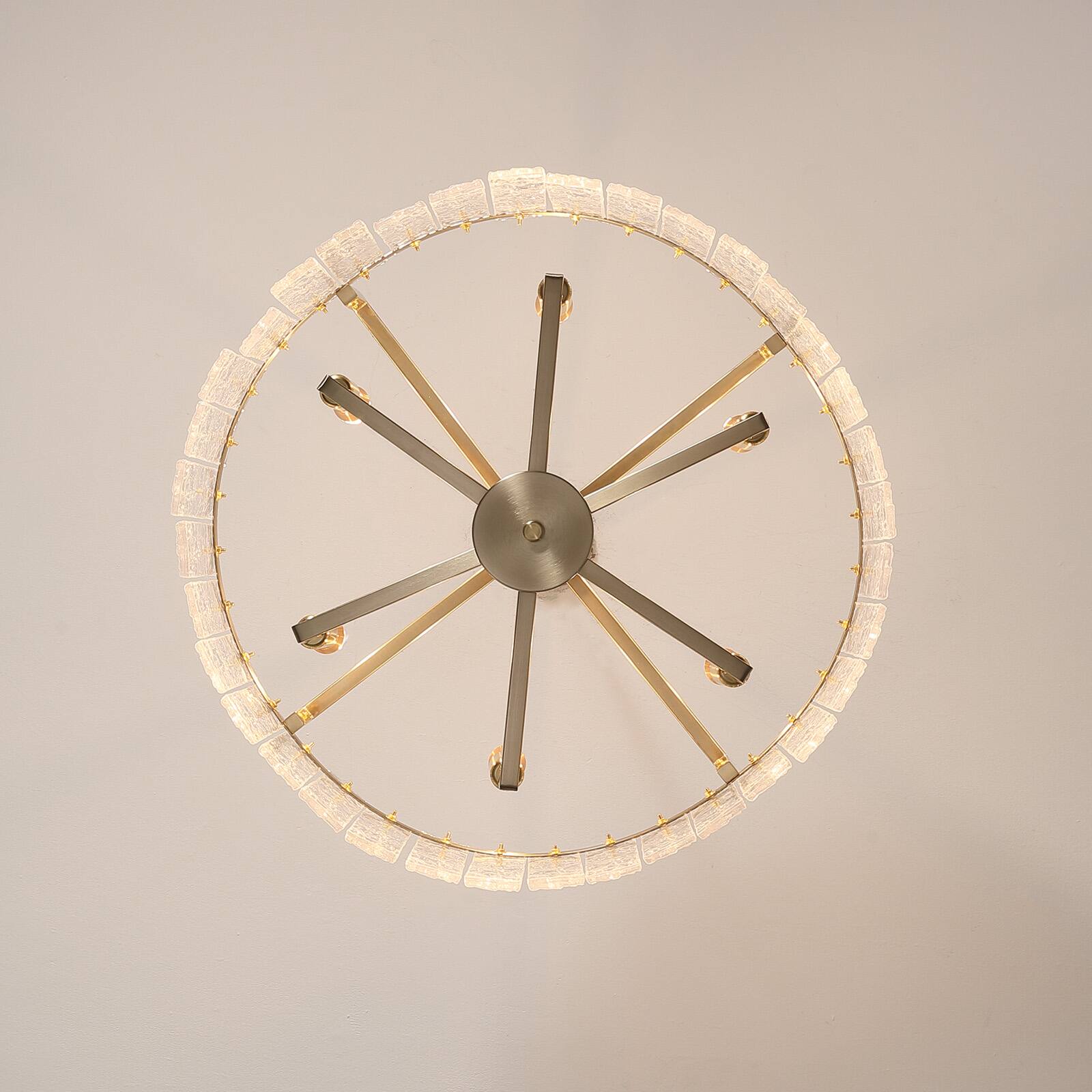 Alt View 6. Siljoy - 26 Inch Luxury 6-Light Cracked Glass Crystal Chandelier Height Adjustable Suitable for Dining Room Kitchen and Foyer - Gold.