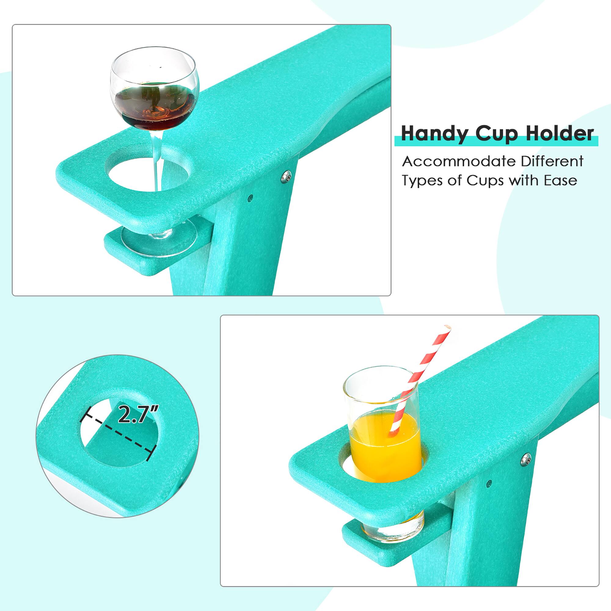 Handy Cup Holder  
Accommodate Different Types of Cups with Ease  
2.7"