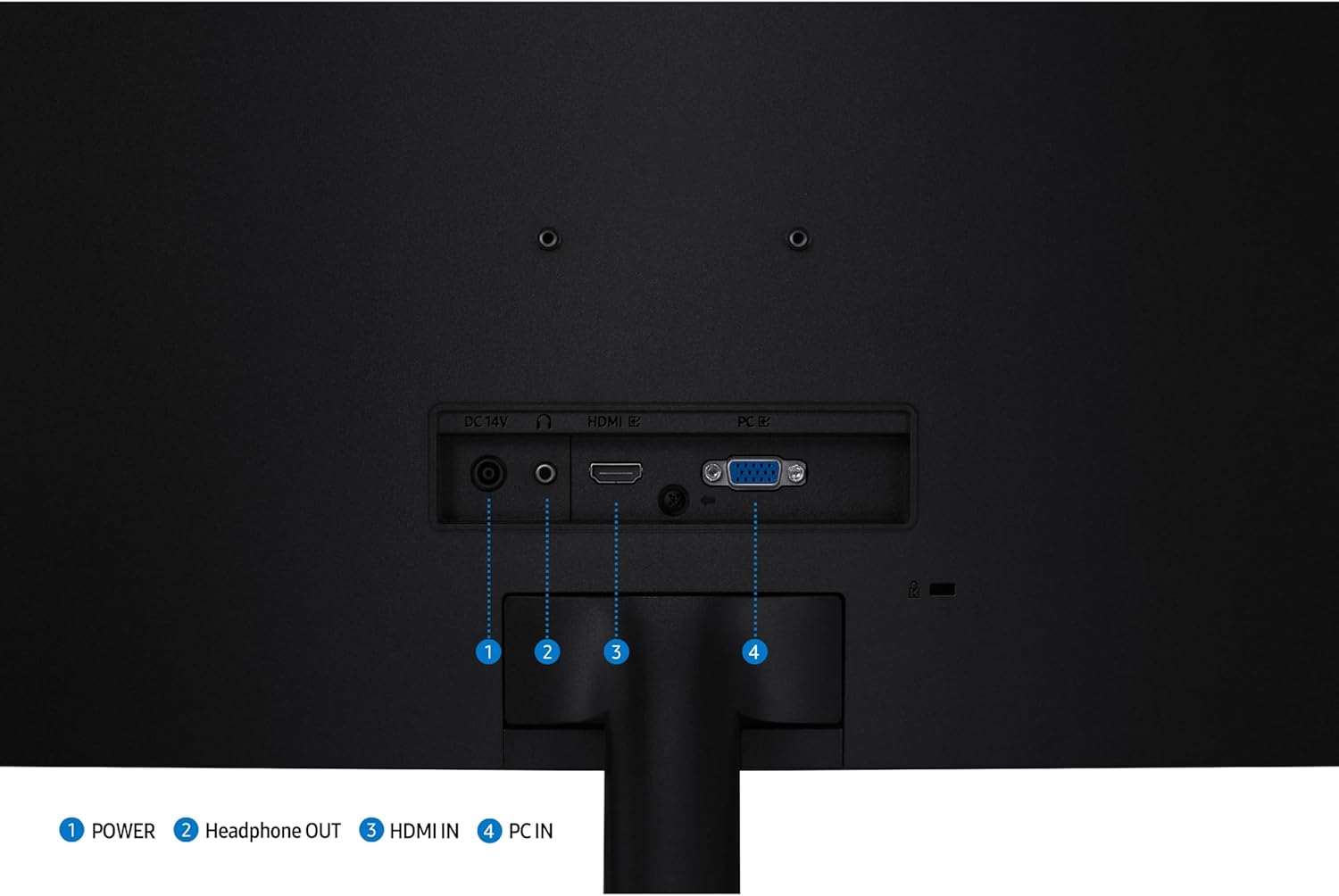 DC14V  
HDMI  
PC  
1  
2  
3  
4  
1 POWER  
2 Headphone OUT  
3 HDMI IN  
4 PC IN