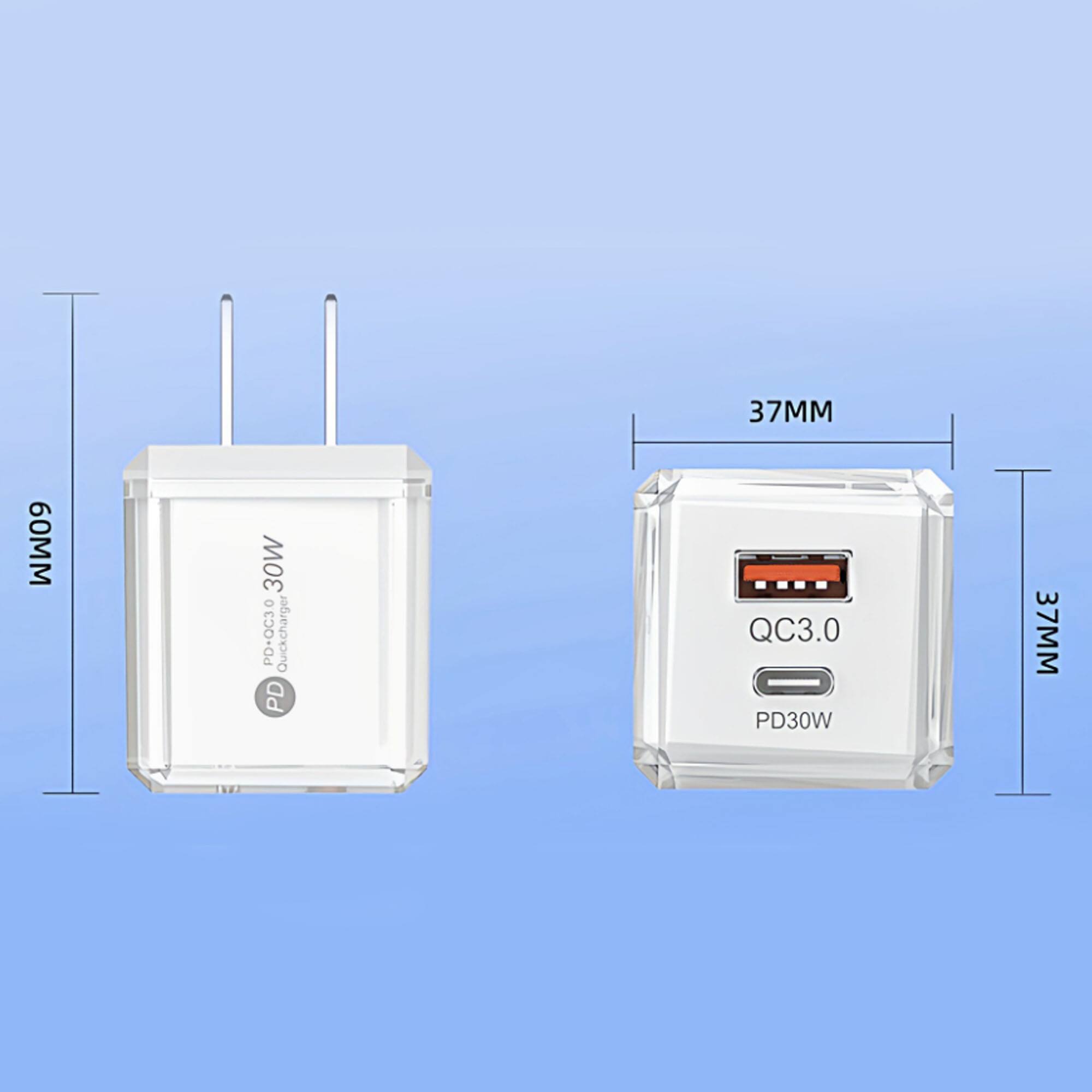 37MM 60MM 30W PD QC3.0 Quickcharger PD QC3.0 PD30W