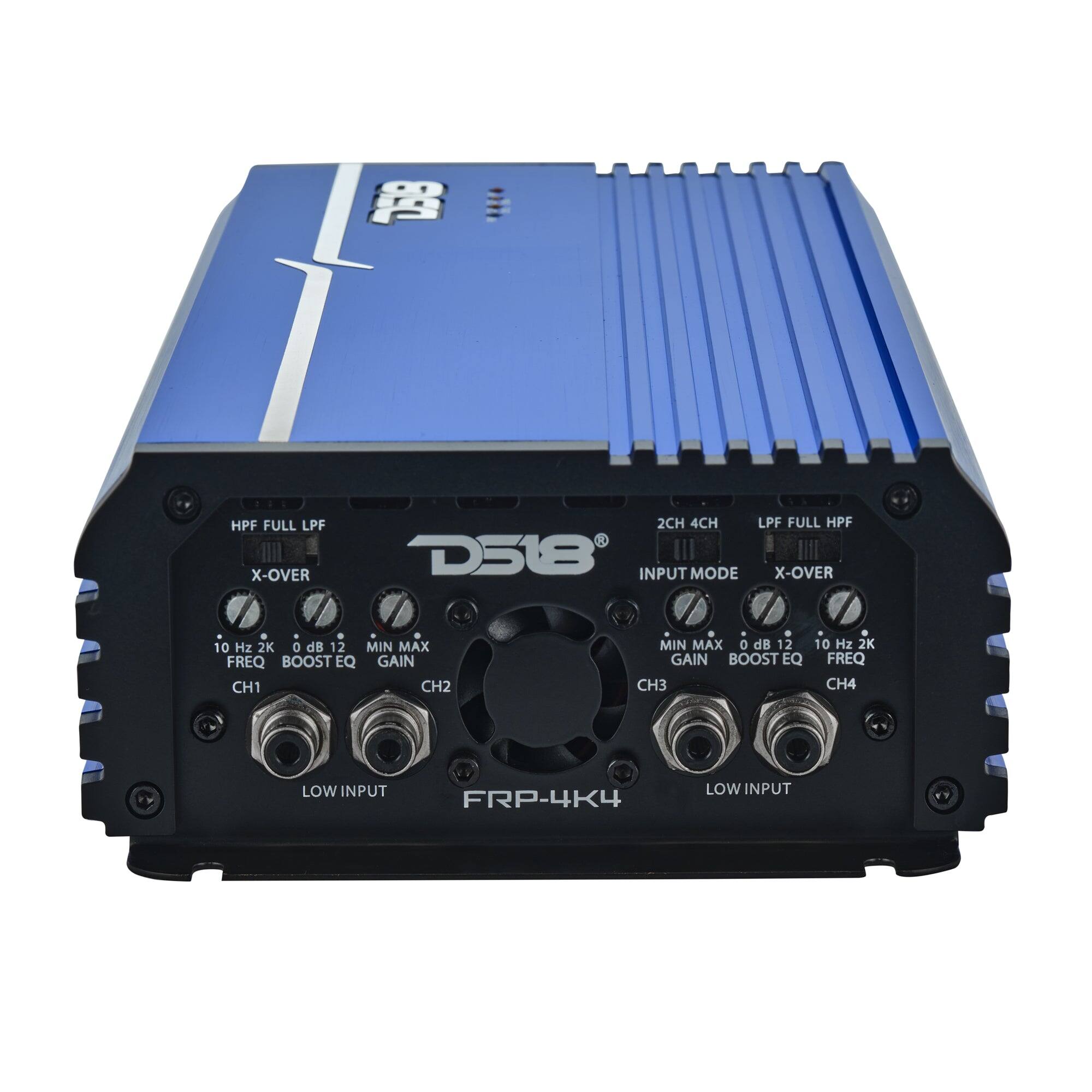890  
HPF FULL LPF X-OVER  
2CH 4CH LPF FULL HPF D518  
INPUT MODE X-OVER  
10 Hz 2K 0 dB 12 MIN MAX FREQ BOOST EQ GAIN CH1 CH2  
MIN MAX 0 dB 12 GAIN BOOST EQ CH3  
- 10 Hz 2K FREQ CH4  
LOW INPUT  
FRP-4K4  
LOW INPUT