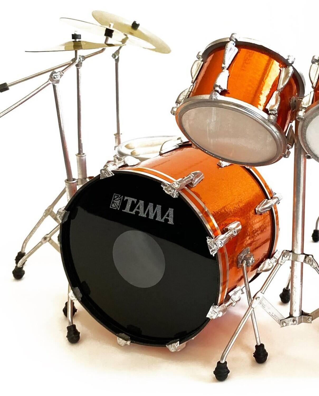 Alt View 1. Axe Heaven - Lars Ulrich - Axe Heaven Lars Ulrich Metallica Tama Magnetic Orange Mini Drum Kit Replica - COLLECTIBLES - Multicolor.
