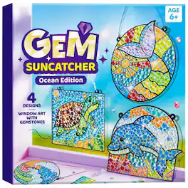 Joyfy - Diamond Art Kits for Kids, 4PCS Gem Painting Kit, Window Art Suncatchers Mosaic Kits Crafts for Girls Boy Birthday Gifts