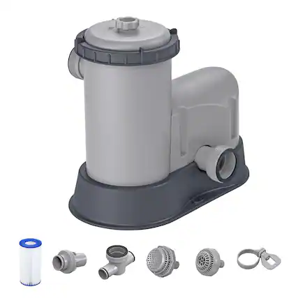 Front. Bestway - Bestway Flowclear 1,500 GPH 120V Above Ground Swimming Pool Water Filter Pump - Gray.