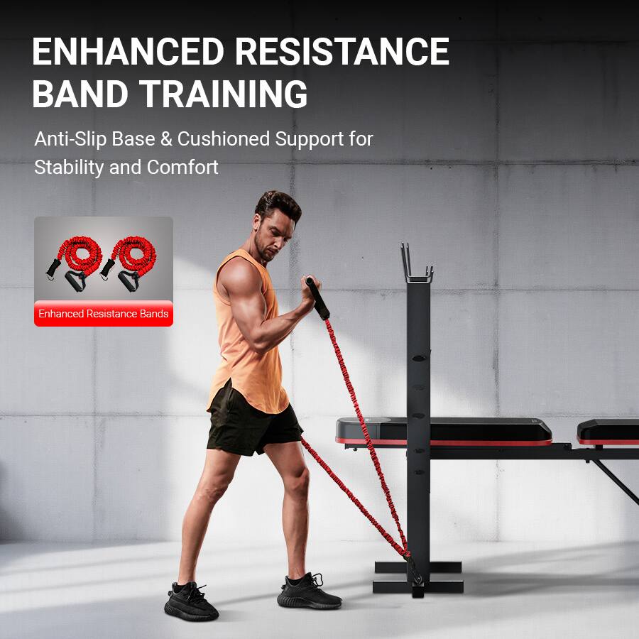 HARISON 6in1 Weight Bench Set with Racks,Leg Extension,Preacher