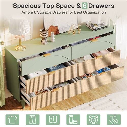 Spacious Top Space & 6 Drawers  
Ample 6 Storage Drawers for Best Organization