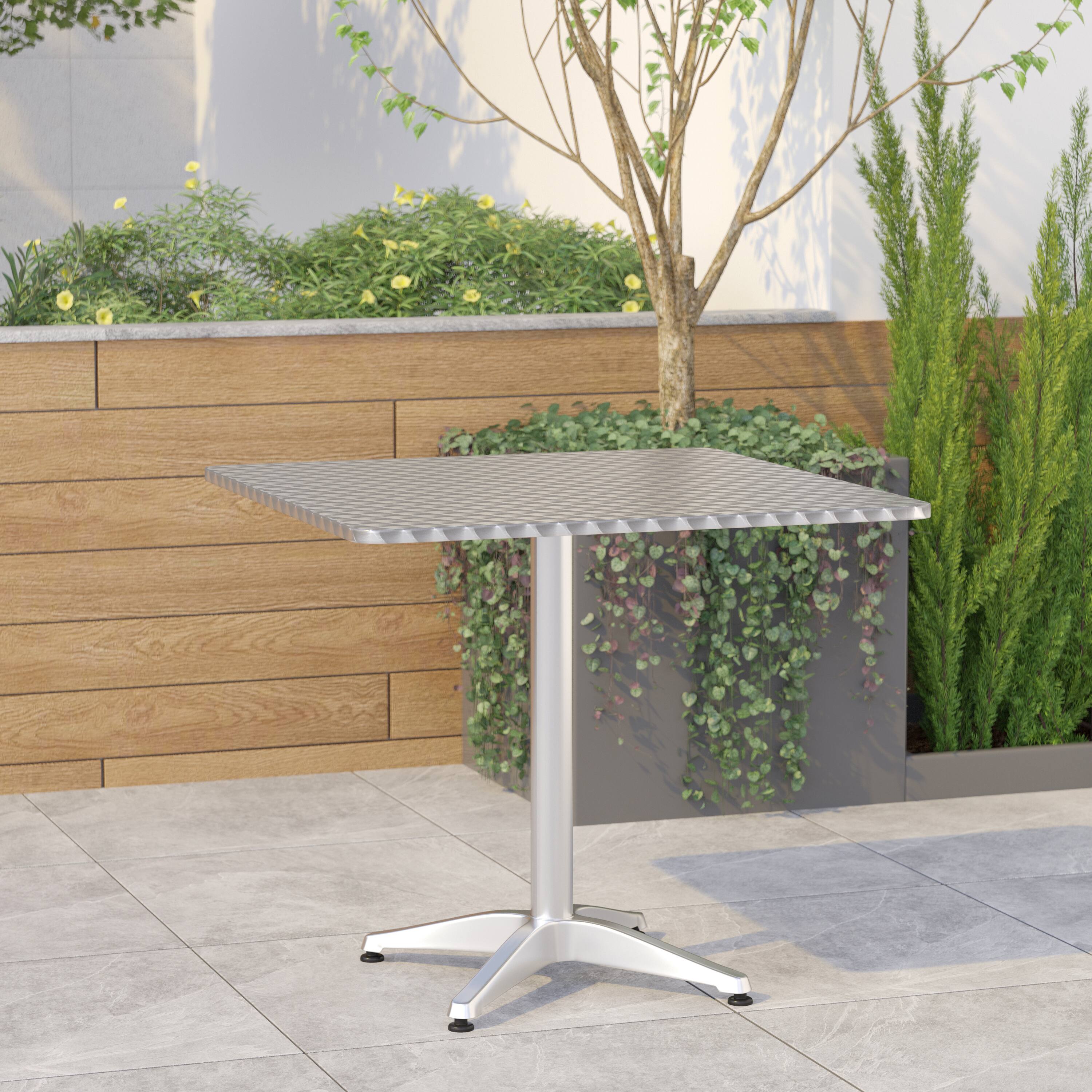 Alt View 1. Emma + Oliver - 31.5'' Square Aluminum Indoor-Outdoor Table with Base - Aluminum.