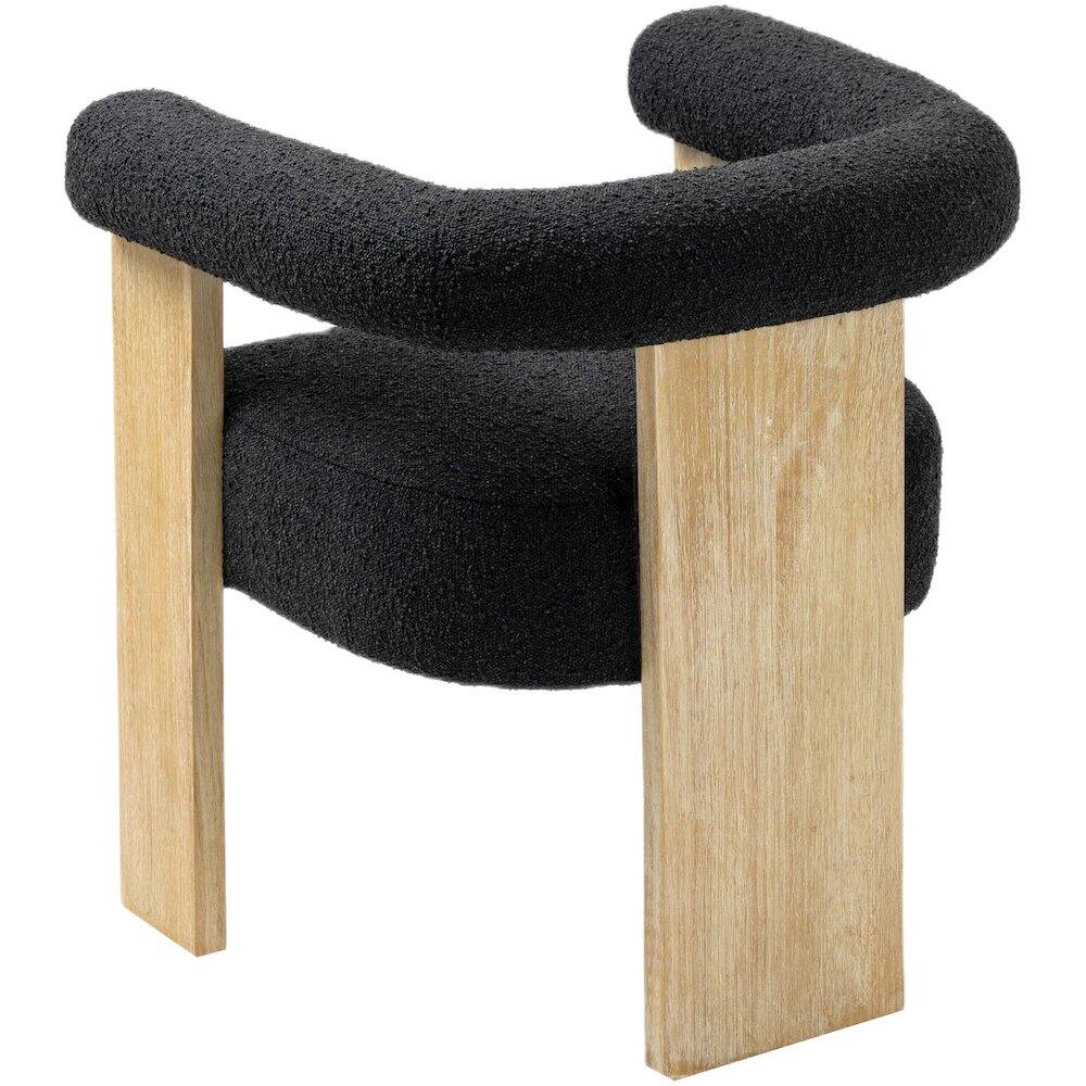 Alt View 2. Meridian Furniture - Barrel Black Boucle Fabric Dining Chair - Black.