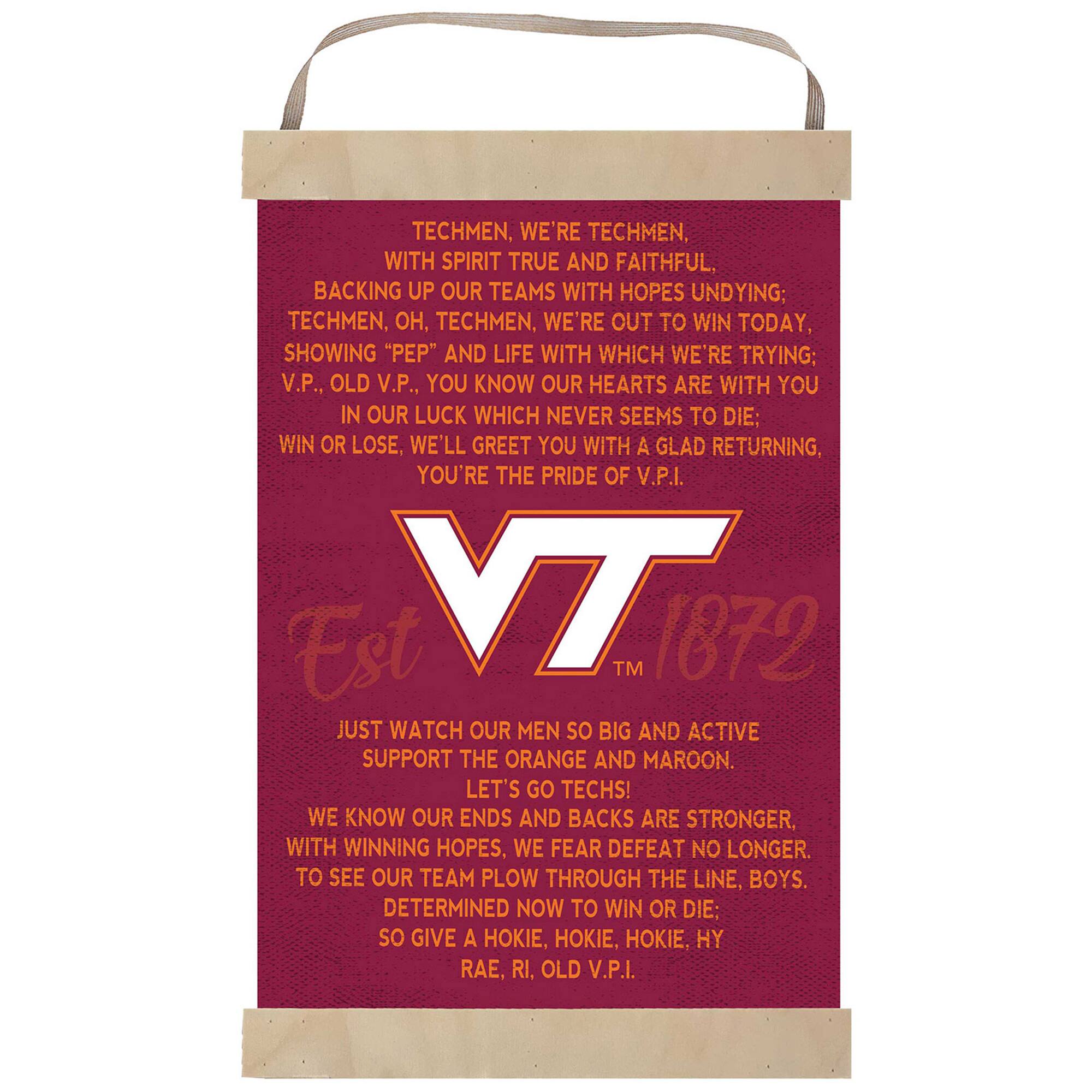 Virginia Tech Hokies Fight Song Banner Sign