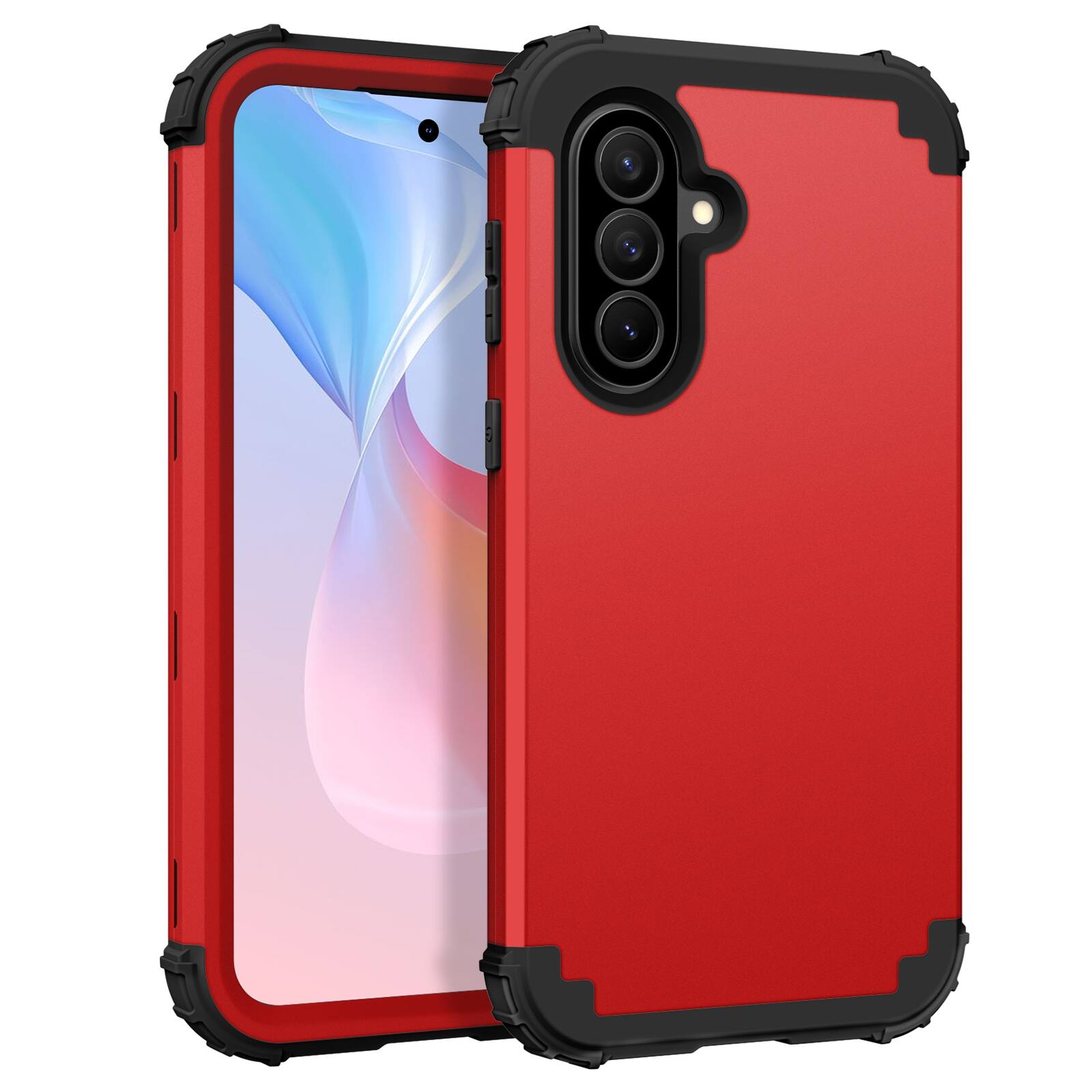 UUCOVER - Rugged Protective Case for Samsung Galaxy A37 5G, Shockproof Silicone+PC Case Heavy Duty Protection Back Cover - Red