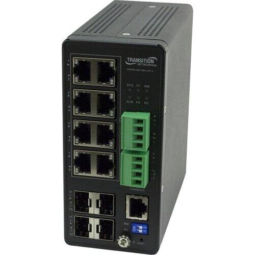 Transition Networks - SISPM1040-384-LRT-C Managed Hardened PoE+ Switch - Black