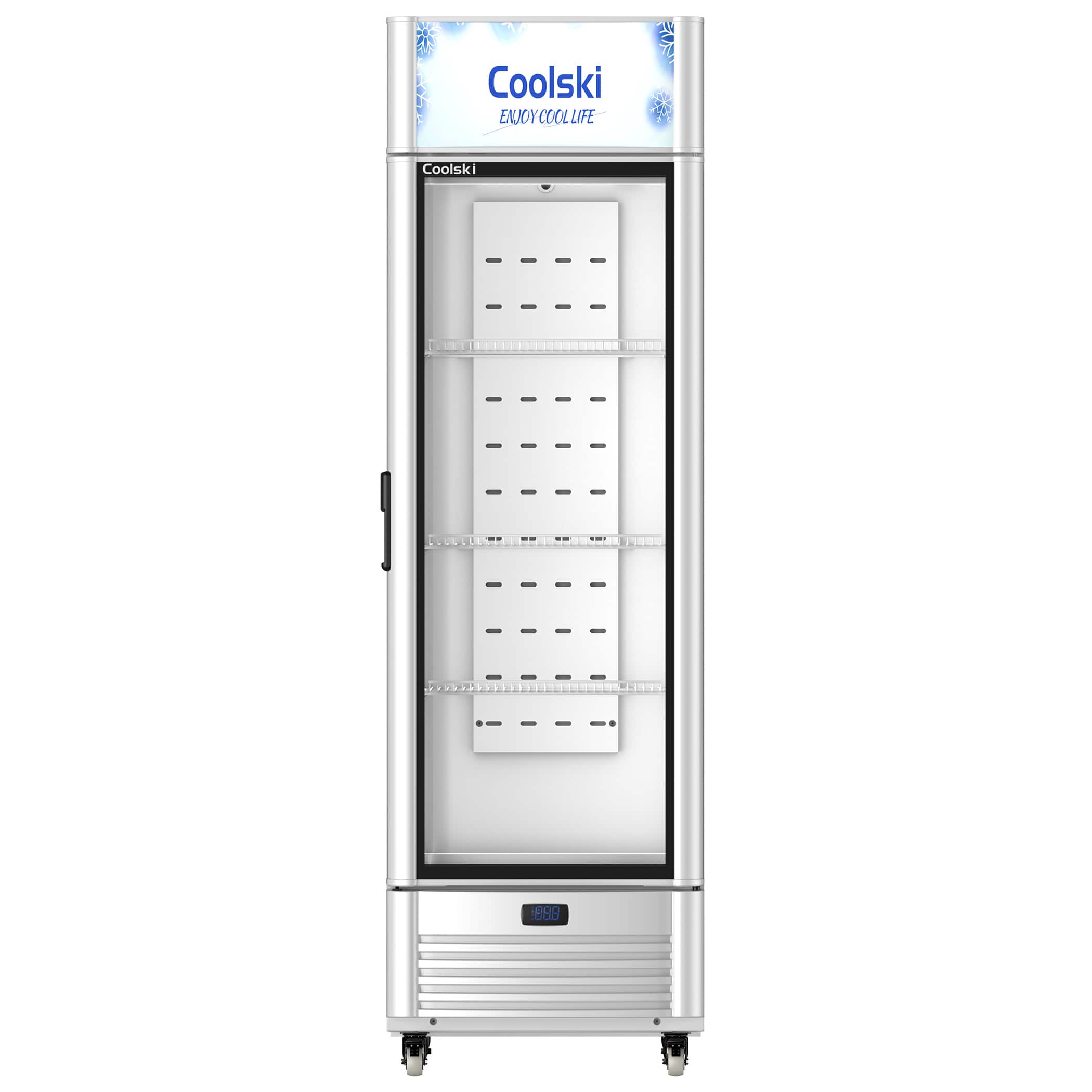 Coolski - 6.5 Cu.ft. Beverage Refrigerator and Cooler, LED Lighting and Adjustable Shelves in Sliver - Silver