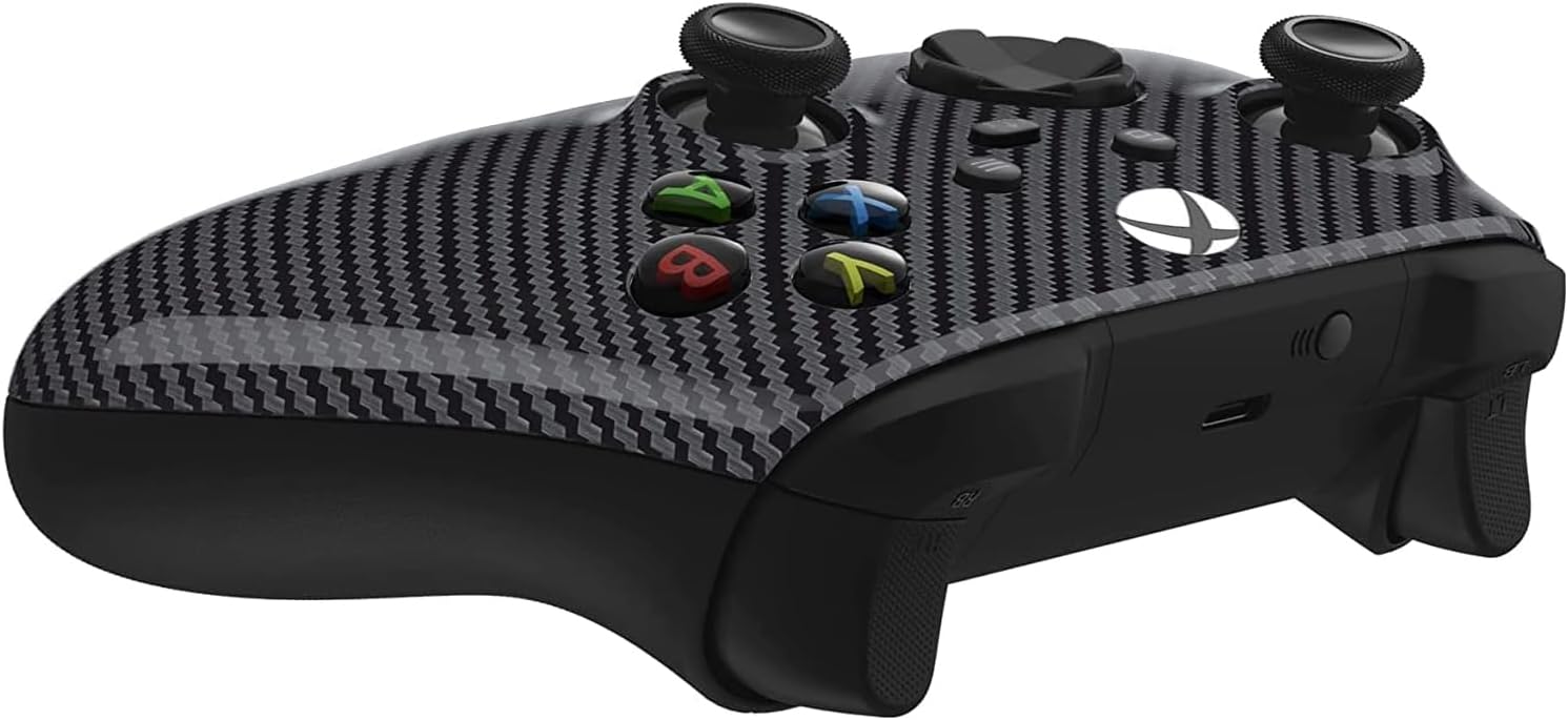 Back. Custom Controllerzz - Custom Wireless Controller for Xbox Series X|S, Xbox One, & PC - Glossy Carbon Fiber.