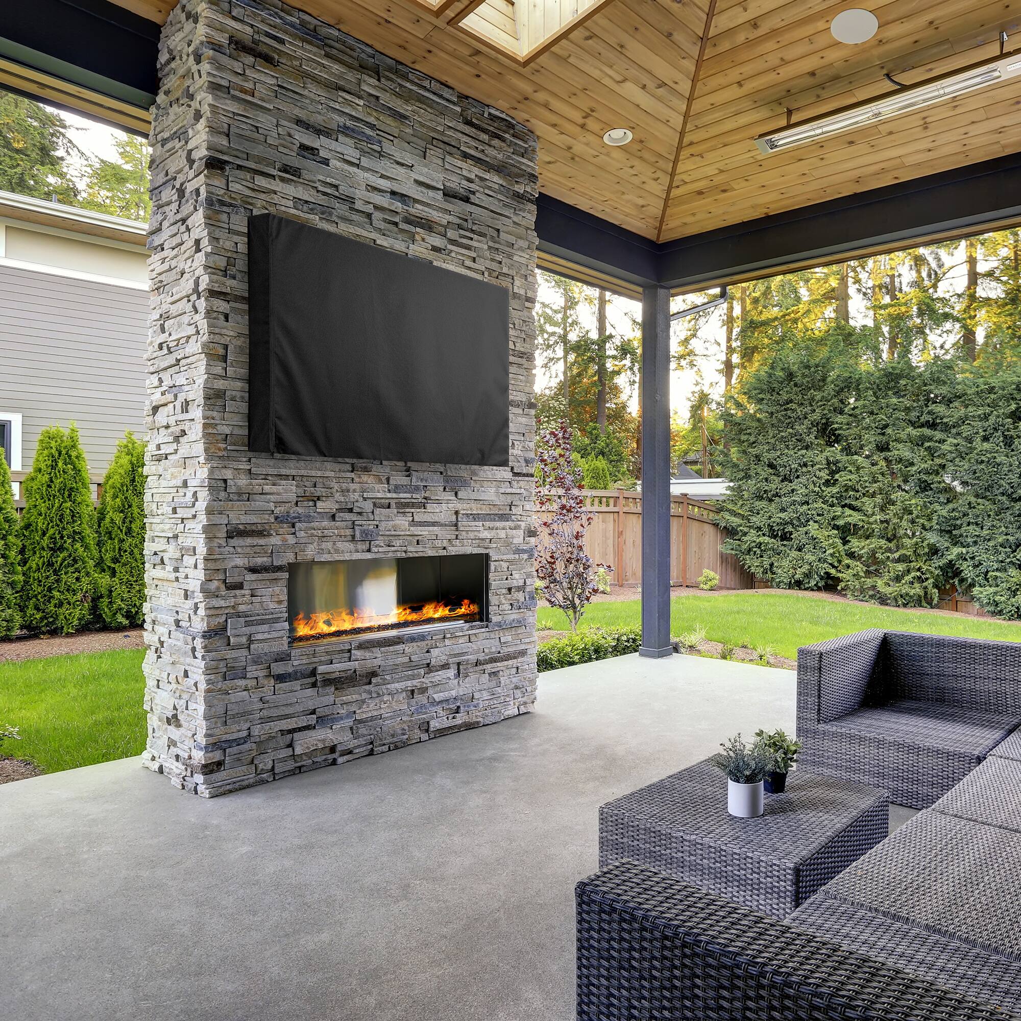 Angle. KHOMO GEAR - Outdoor TV Cover 60" x 65" – Weatherproof Protector for Flat Screen TVs - Black.