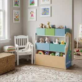 Fortune Candy - Kids Toy Storage Organizer with Fabric Bins, Unicorn-Themed Toy Storage Shelf for Playroom, Bedroom & Living Room - Mulitcolor