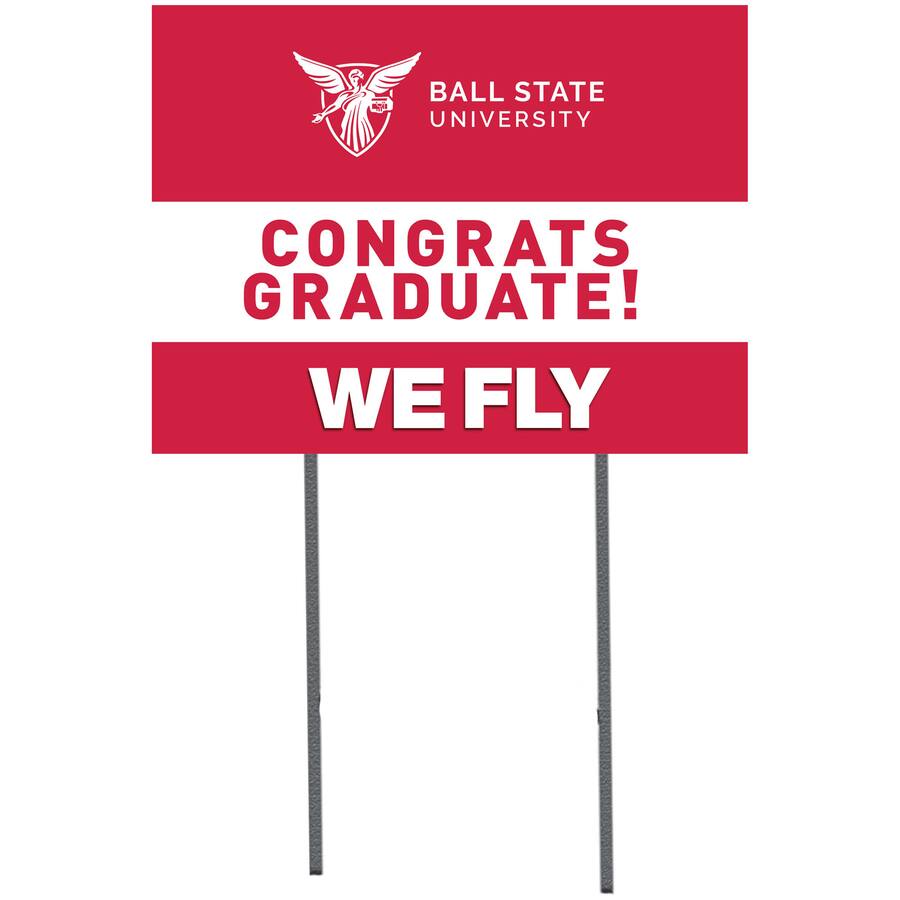Jardine Ball State Cardinals 18'' x 24'' Congrats Graduate Lawn Sign ...