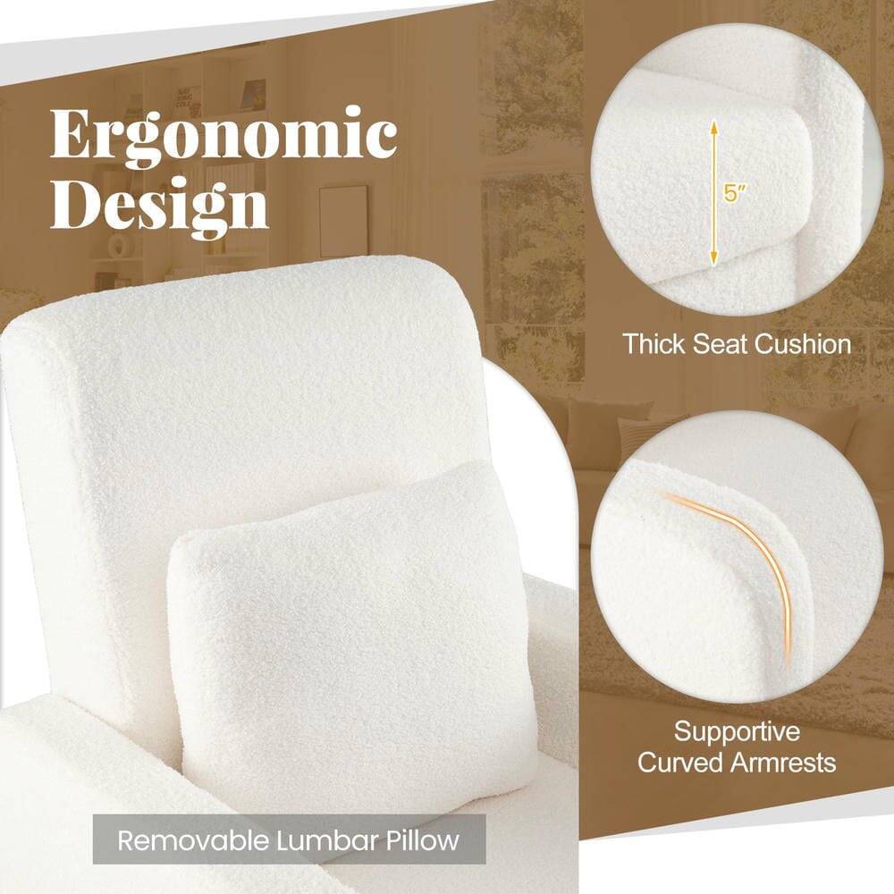Ergonomic Design

- 5" Thick Seat Cushion
- Supportive Curved Armrests
- Removable Lumbar Pillow