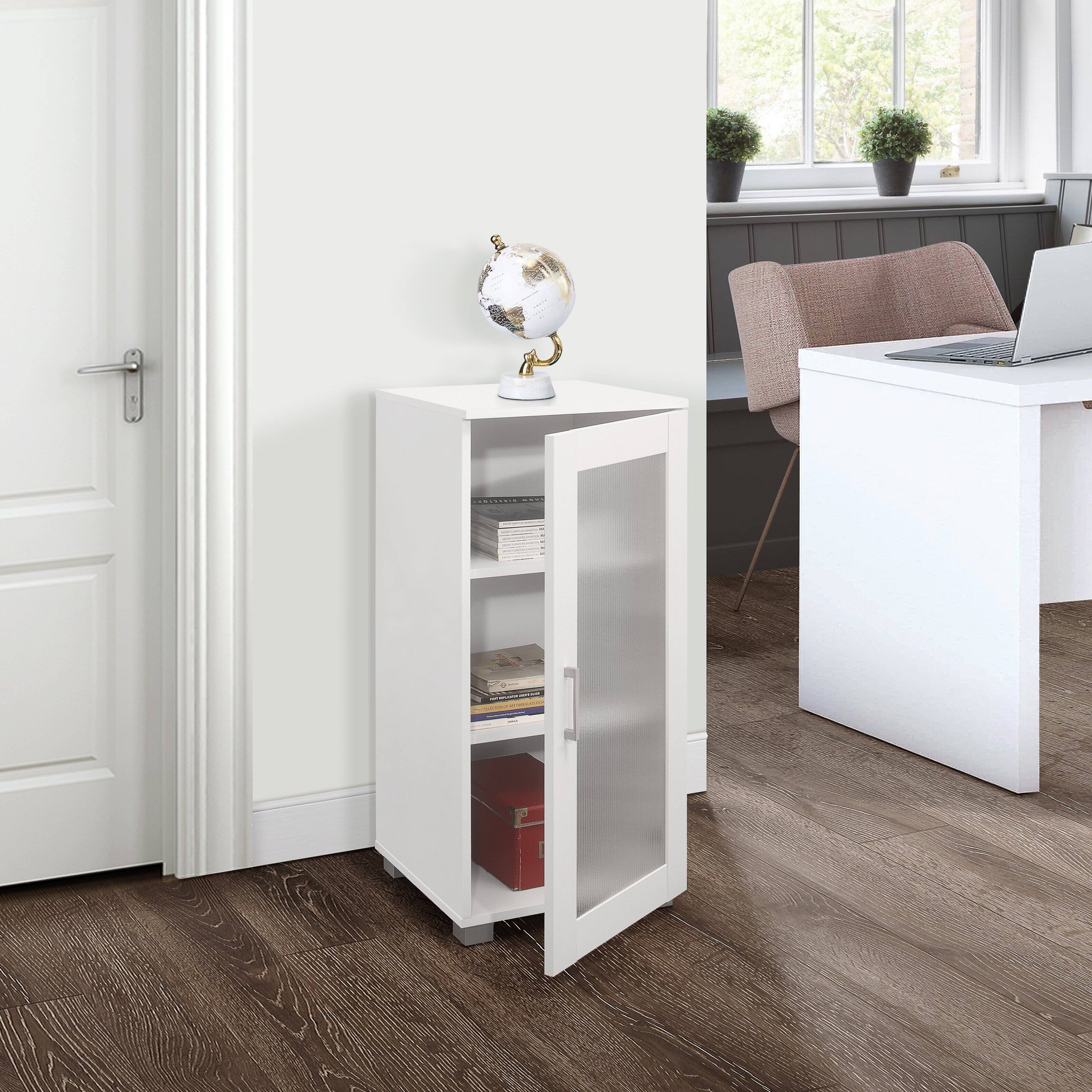 Kings Brand Furniture - Accent Buffet Storage Cabinet with Glass Door - White